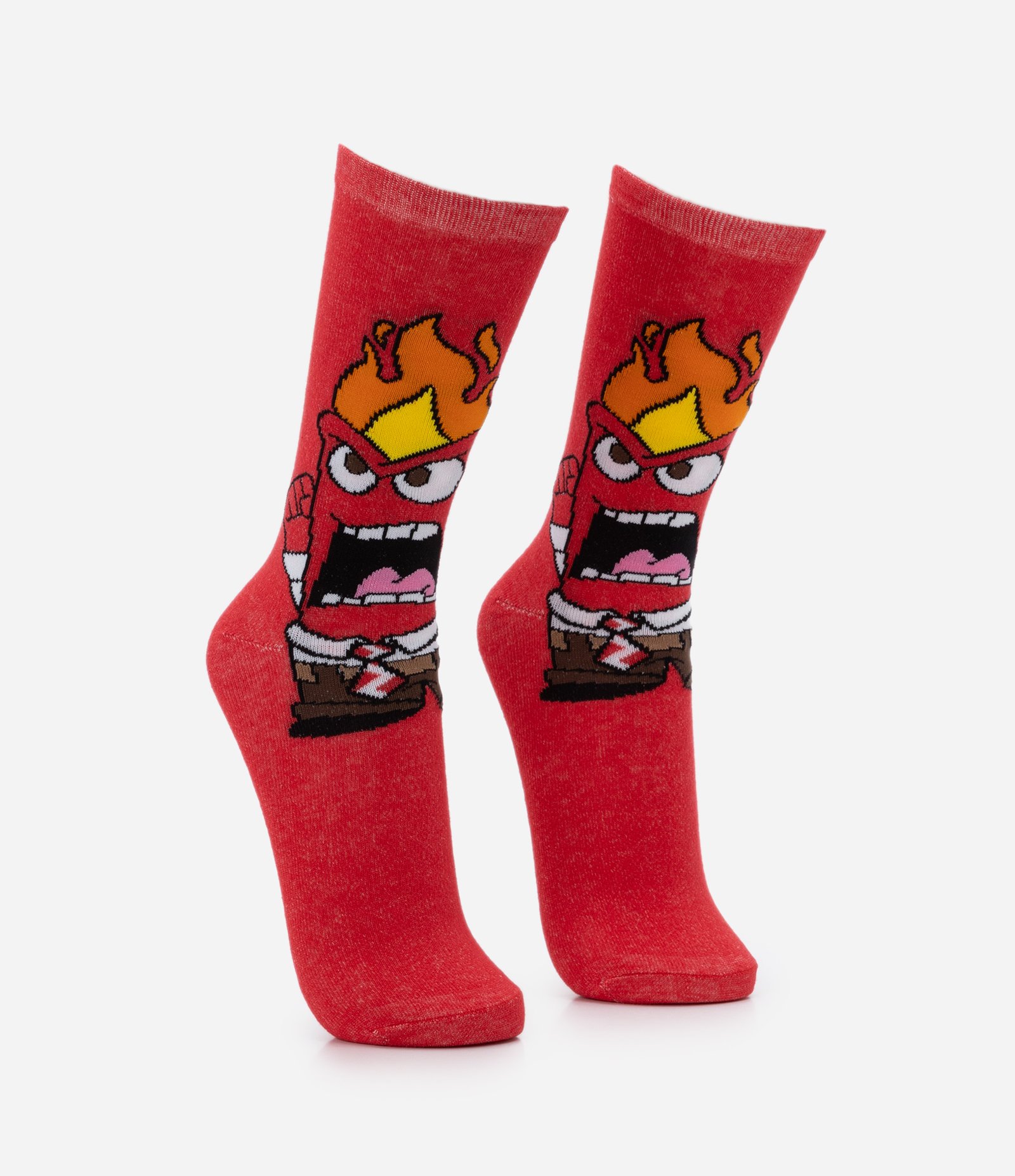 Meia Cano Alto em Algodão com Estampa Raiva Divertidamente Vermelho 2