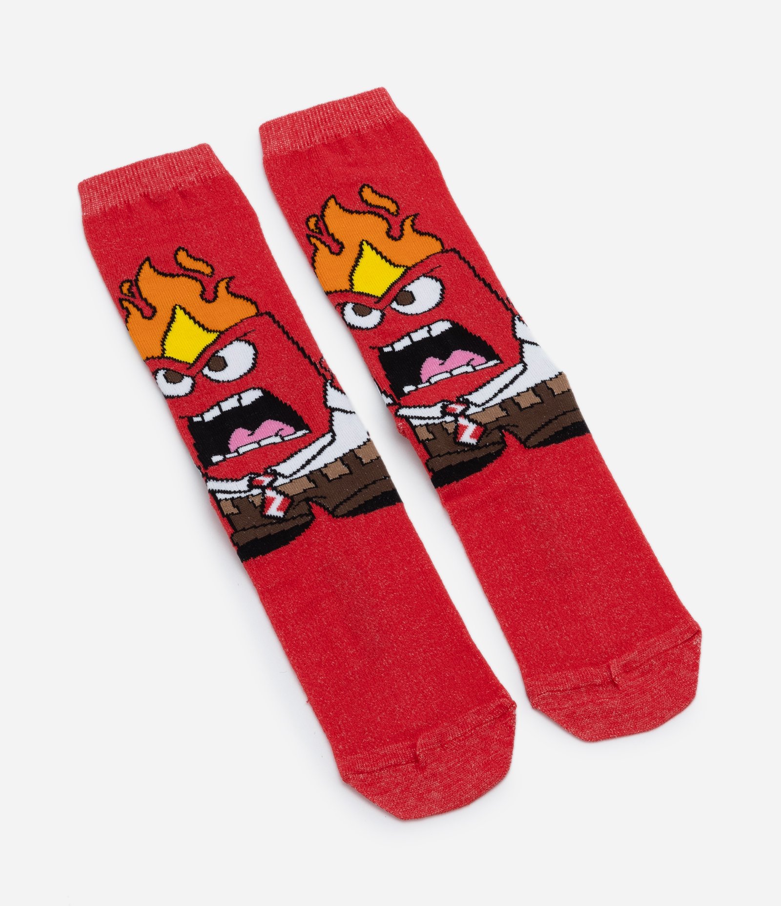 Meia Cano Alto em Algodão com Estampa Raiva Divertidamente Vermelho 4