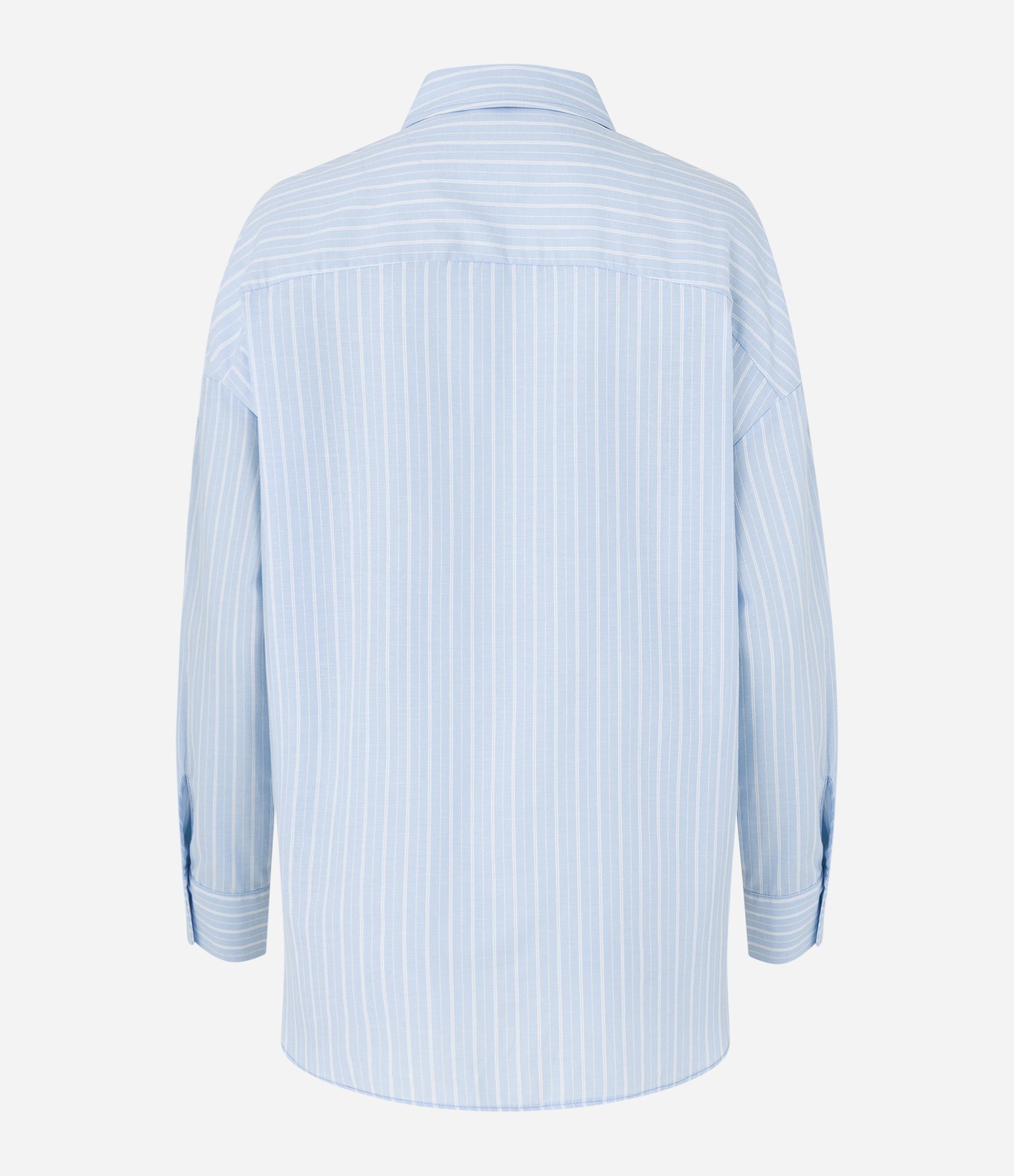 Camisa em Tricoline com Estampa Listrada e Bolso no Peito Azul 6