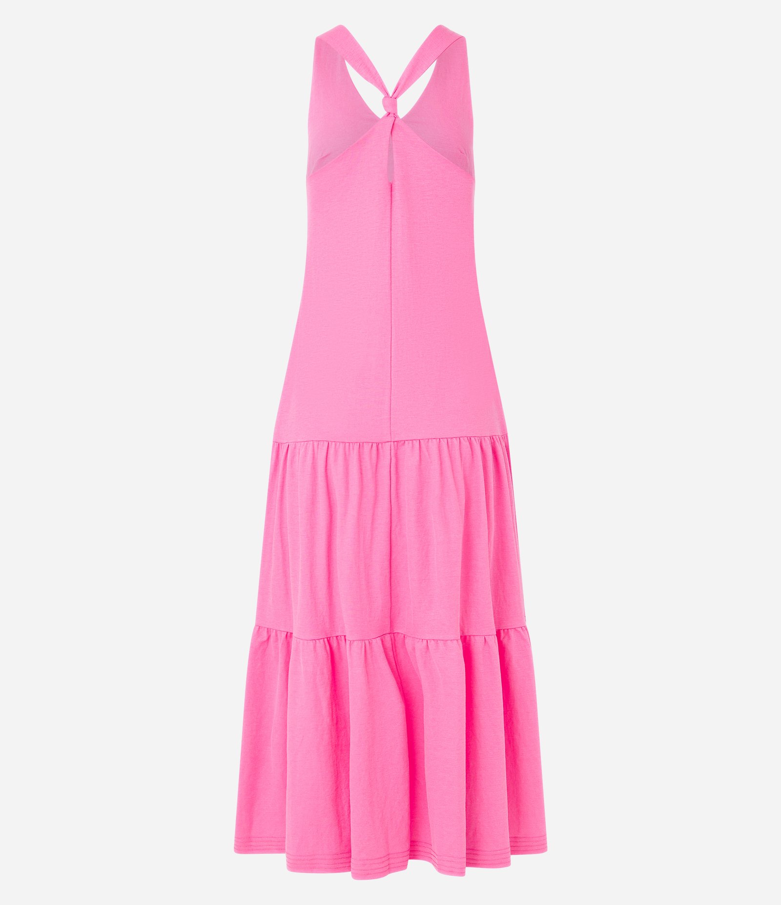 Vestido Evasê Midi em Piquet com Alça Cruzada com Nó Rosa 6