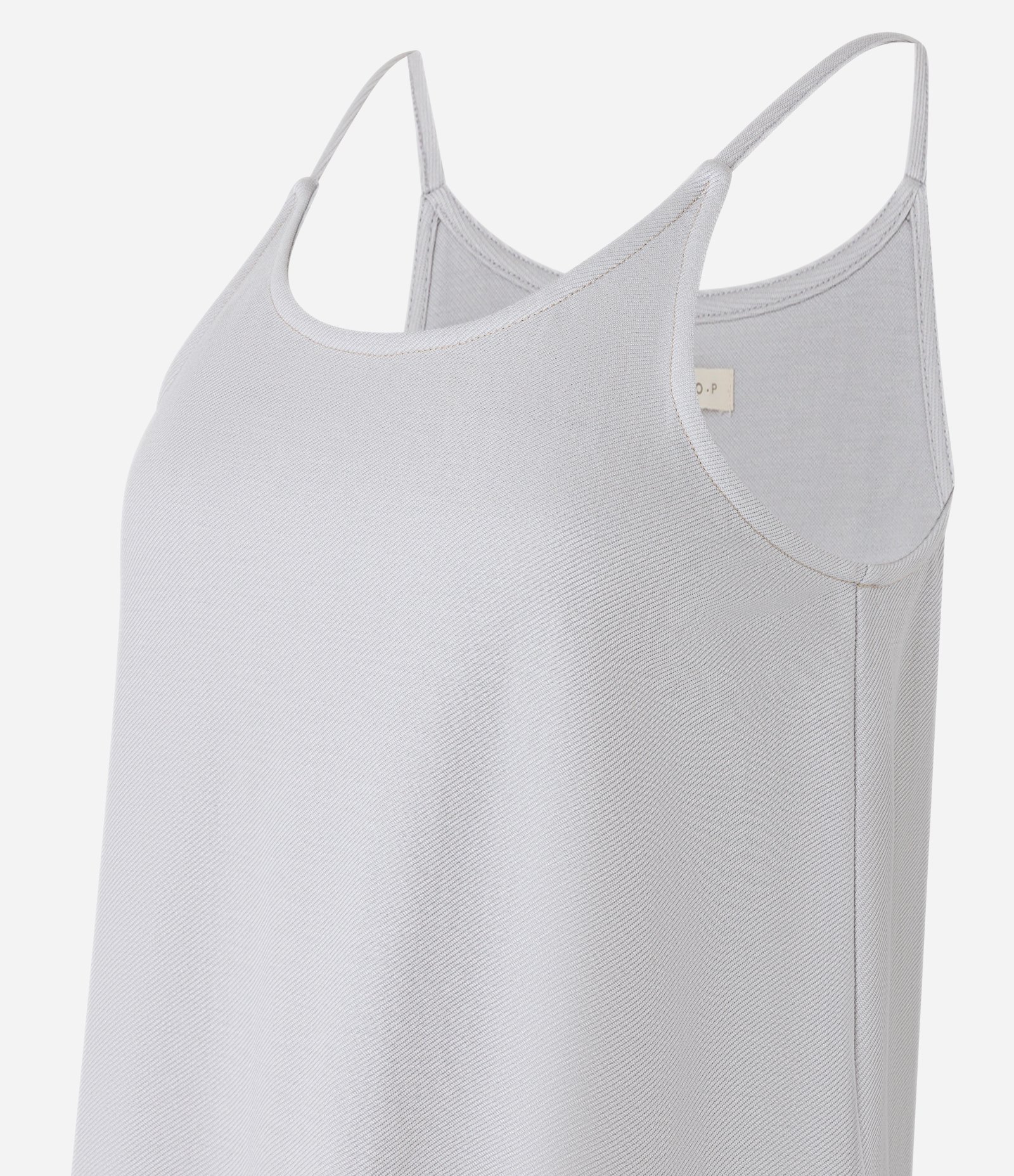 Blusa de Alça em Piquet com Gola Redonda Cinza 3