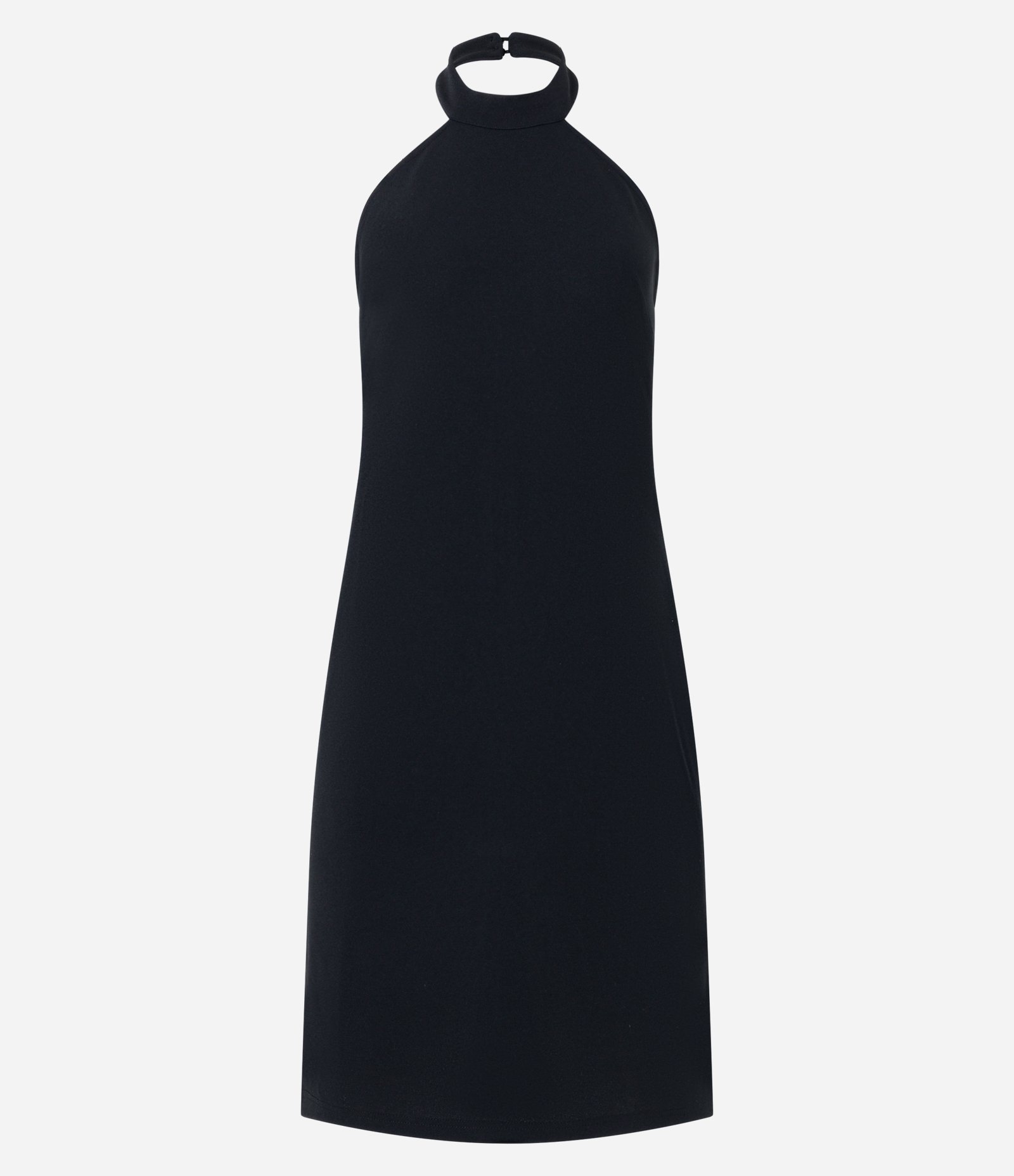 Vestido Curto Frente Única em Crepe Preto 8