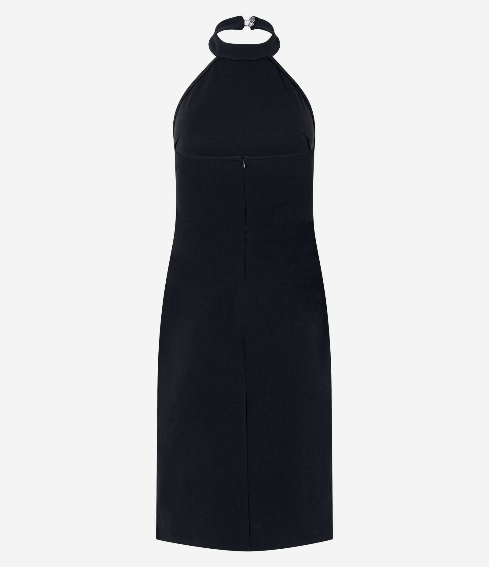 Vestido Curto Frente Única em Crepe Preto 9