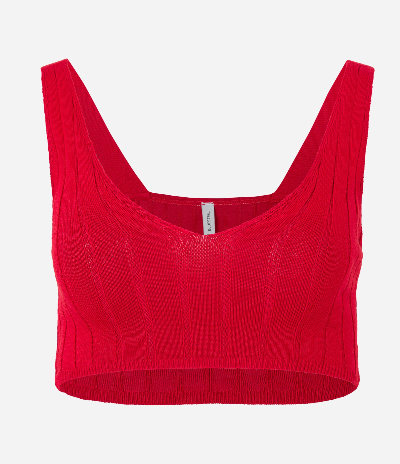 Blusa Cropped em Tricô com Detalhes em Linhas Horizontais Vermelho 3