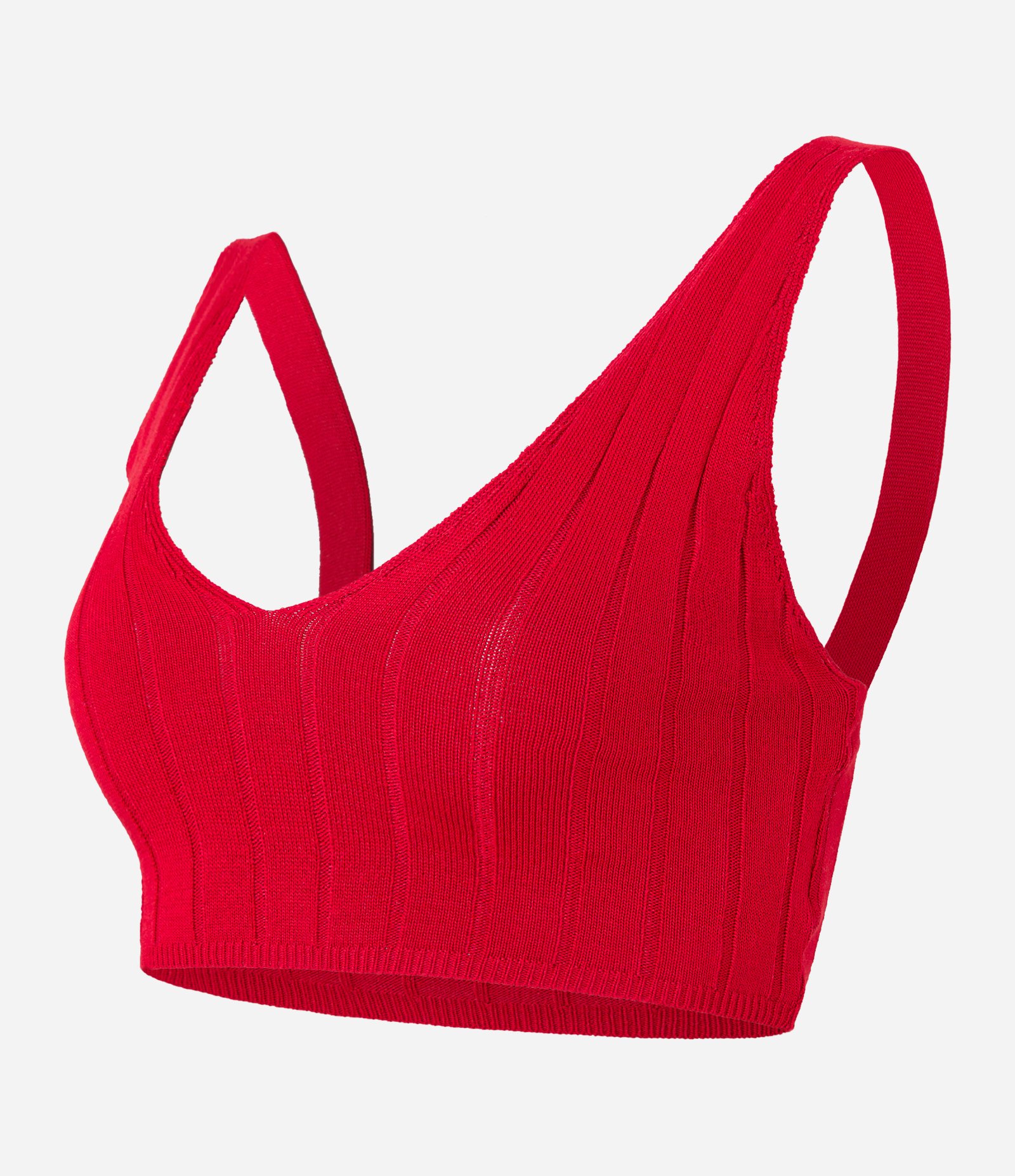 Blusa Cropped em Tricô com Detalhes em Linhas Horizontais Vermelho 4