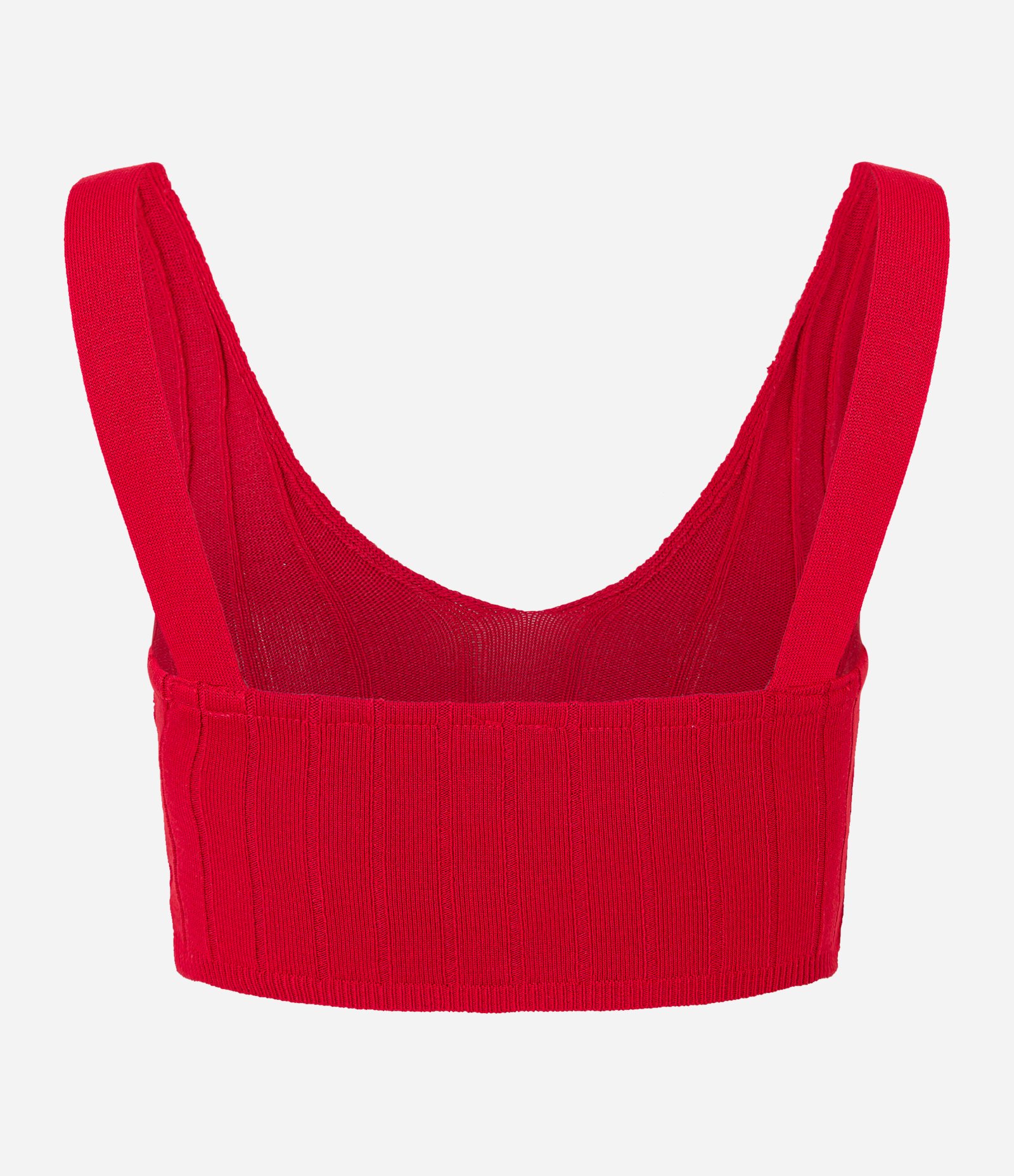 Blusa Cropped em Tricô com Detalhes em Linhas Horizontais Vermelho 5