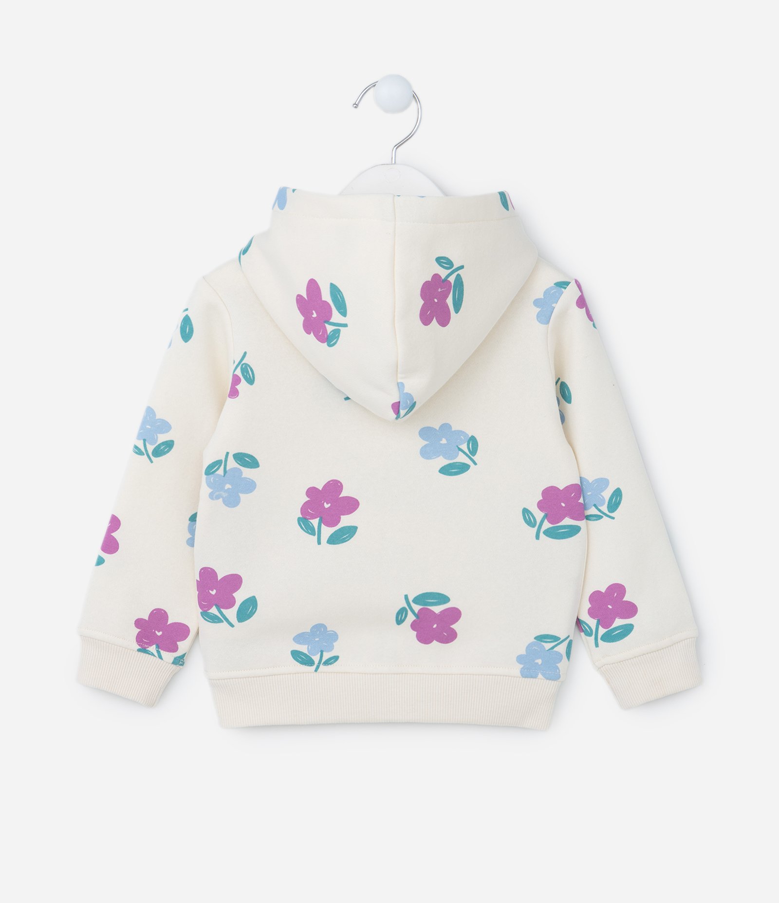 Jaqueta Infantil com Capuz e Estampa Florzinhas - Tam 1 a 5 Anos Off White 2