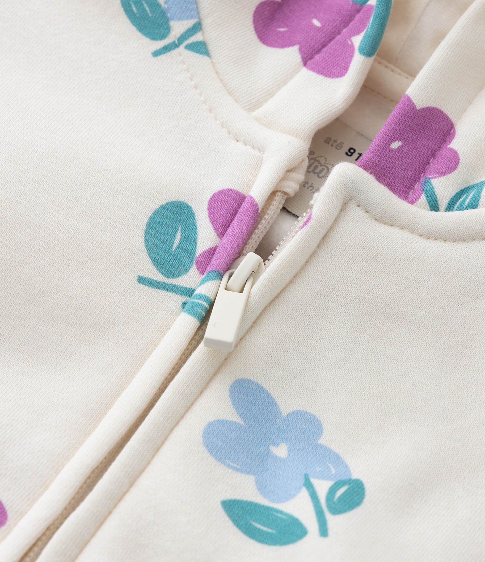 Jaqueta Infantil com Capuz e Estampa Florzinhas - Tam 1 a 5 Anos Off White 5