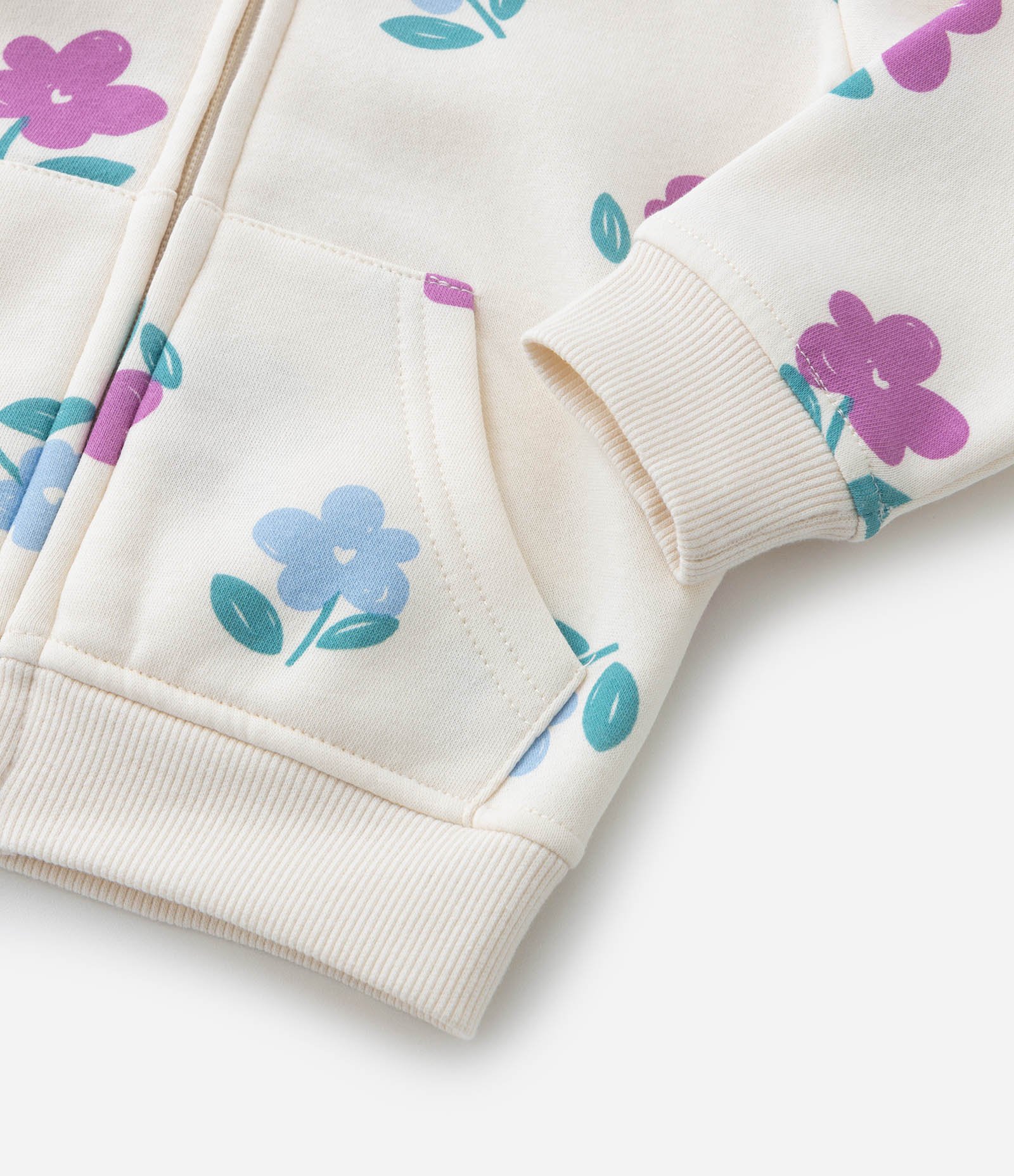 Jaqueta Infantil com Capuz e Estampa Florzinhas - Tam 1 a 5 Anos Off White 6