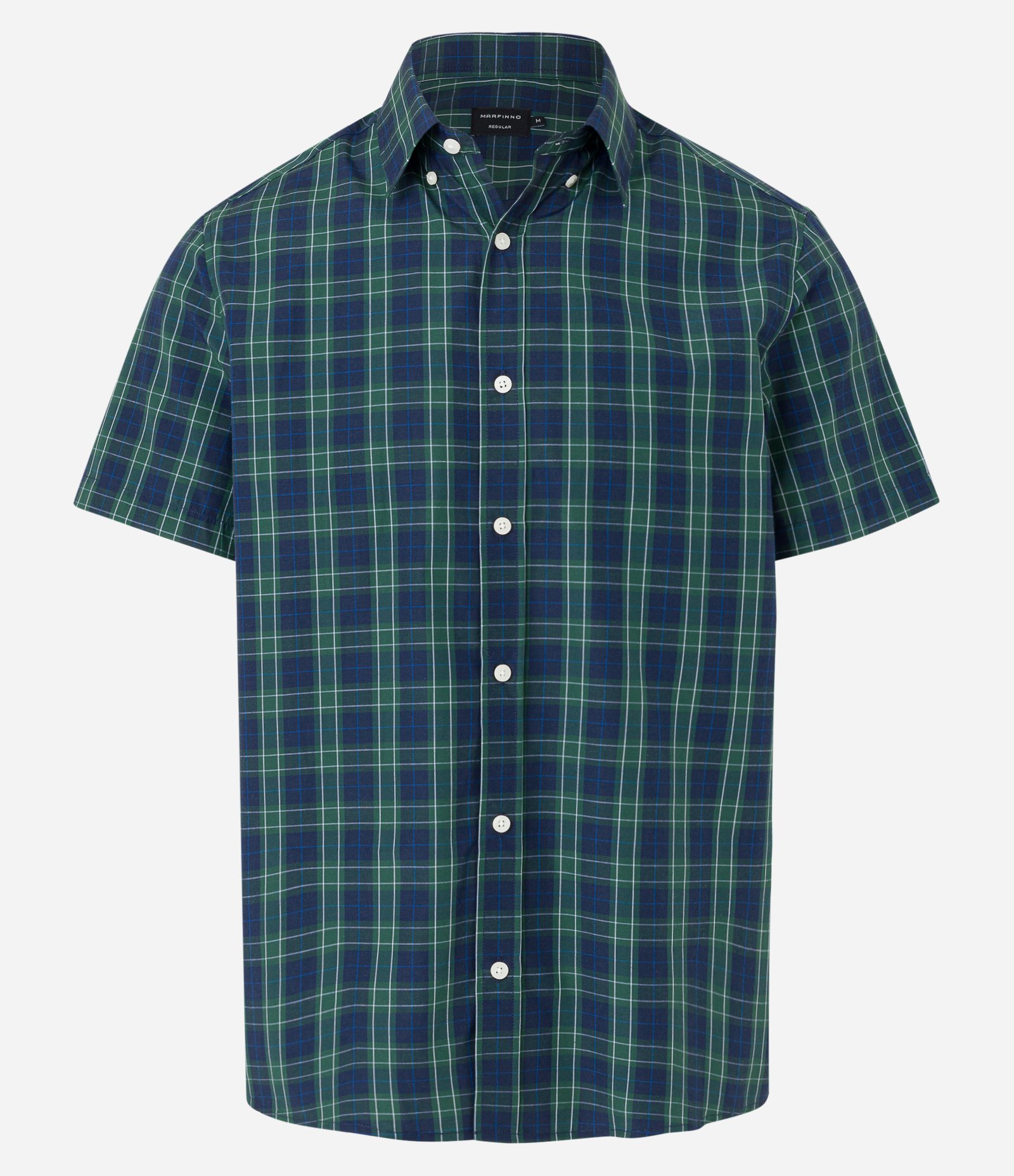 Camisa em Algodão Xadrez em Fio Tinto Azul Marinho 6