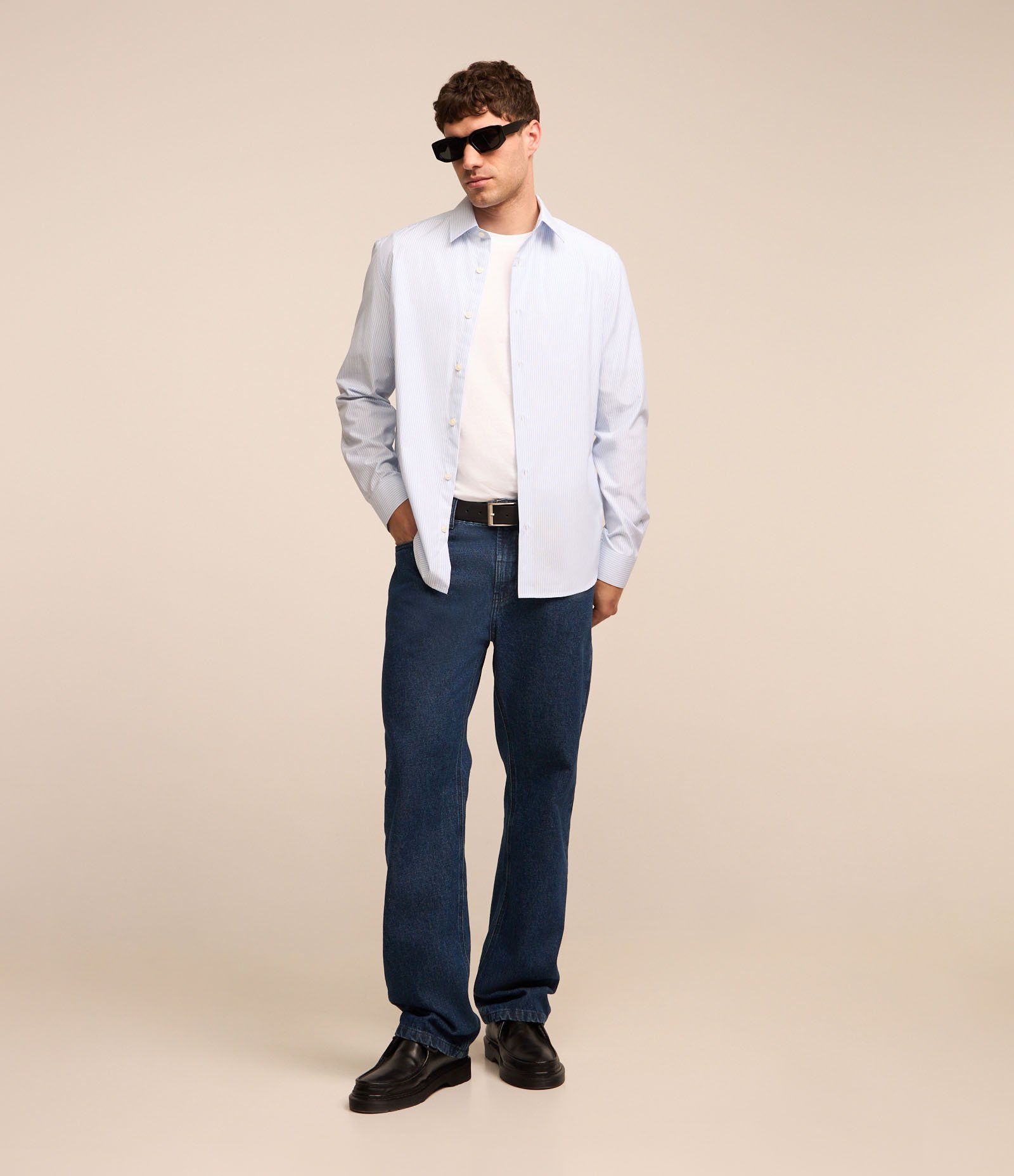 Camisa Regular em Alfaiataria Listrada Azul 2