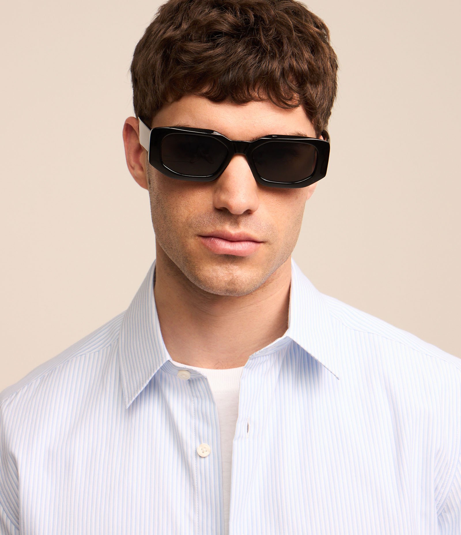 Camisa Regular em Alfaiataria Listrada Azul 3