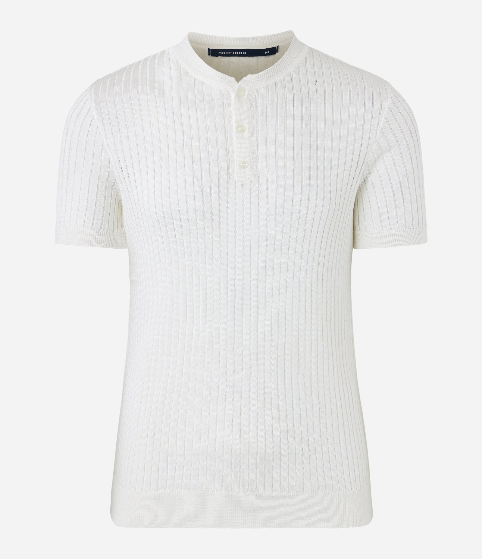 Camisa Polo Canelada com Gola Padre Branco 6