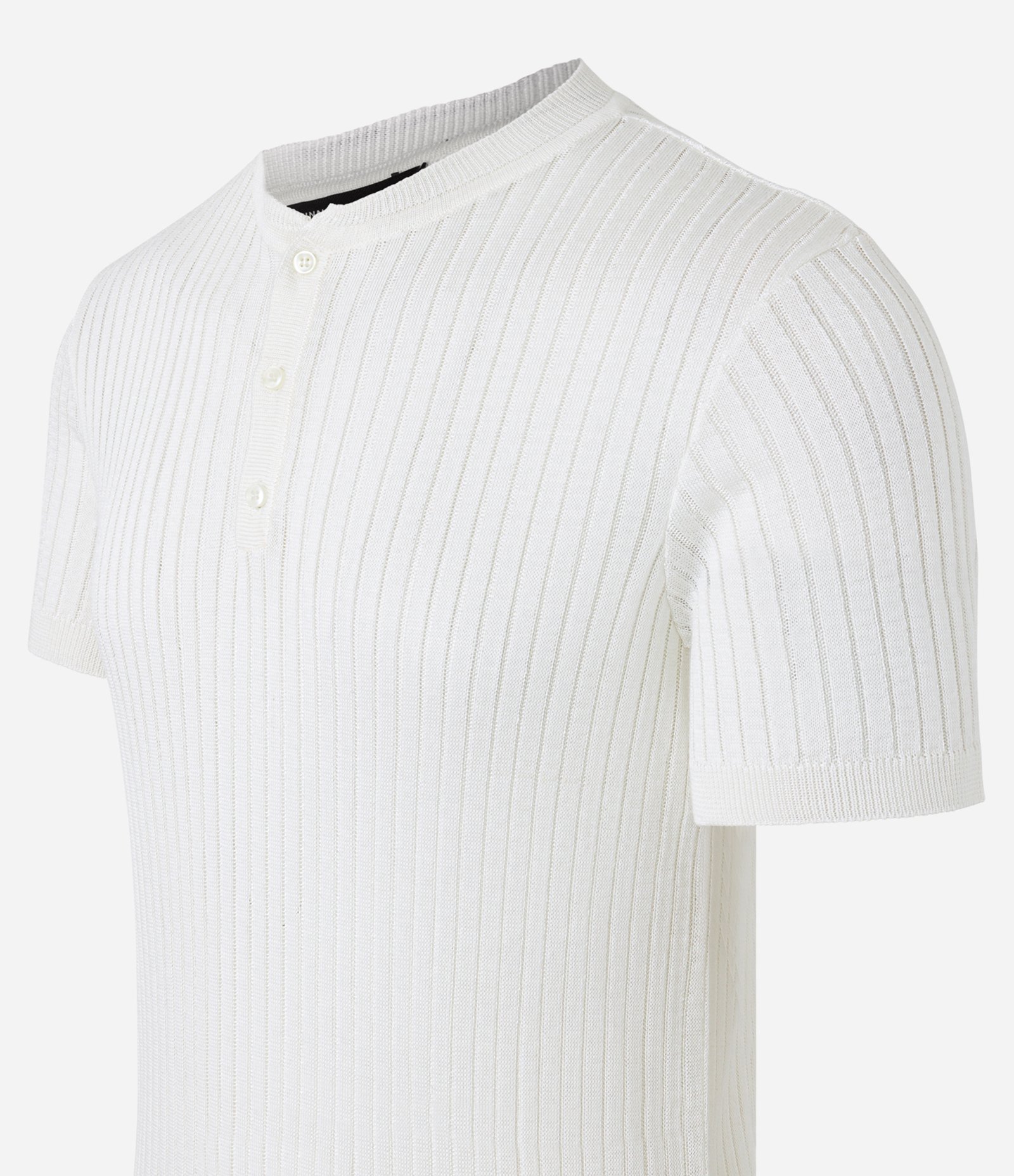 Camisa Polo Canelada com Gola Padre Branco 7