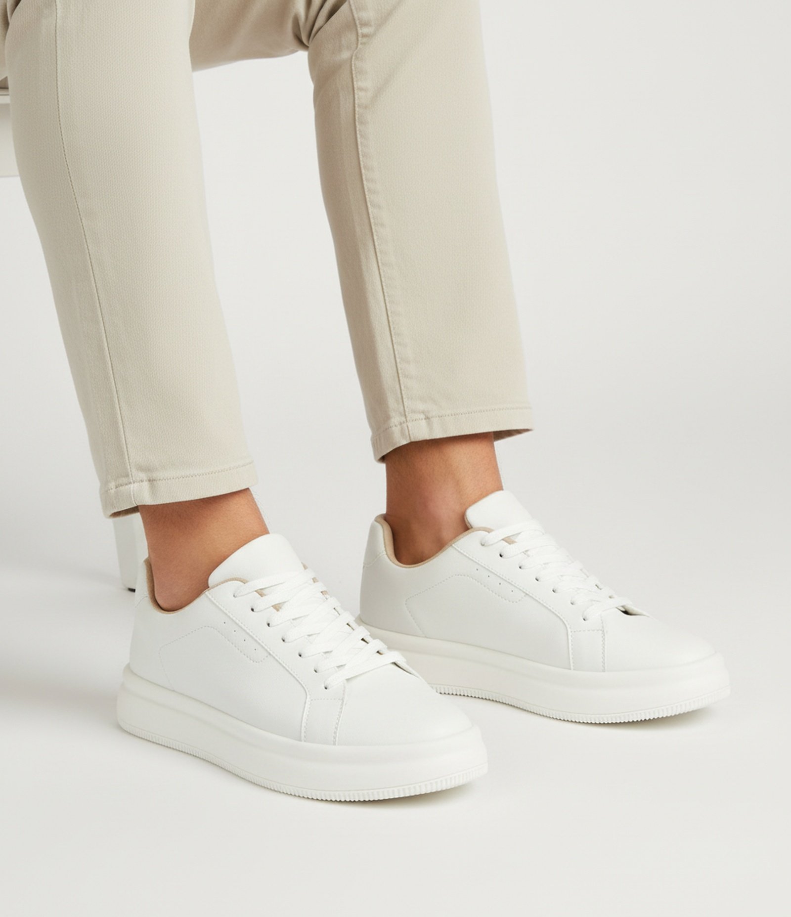 Tênis Casual em PU com Solado Bold Branco 1