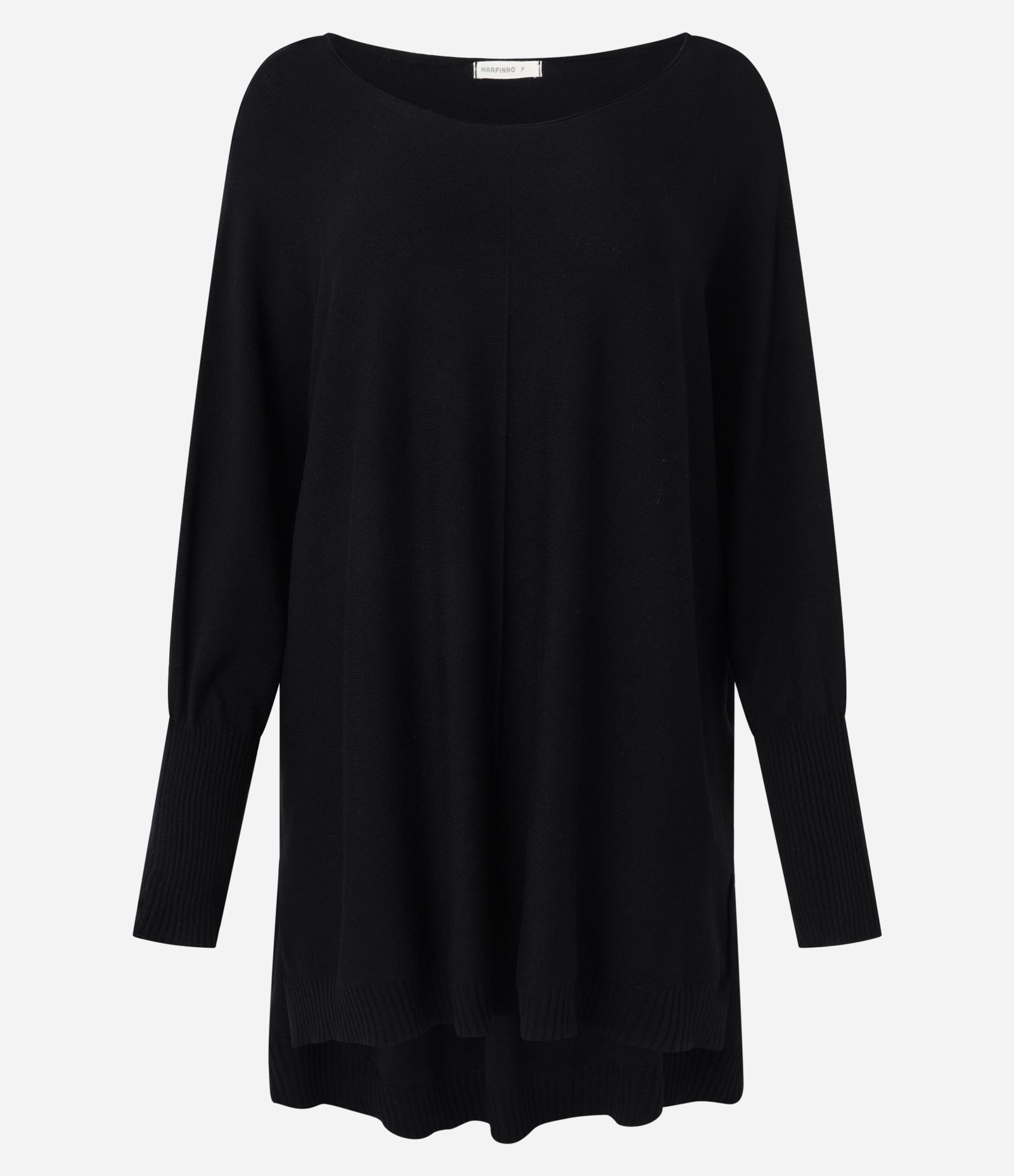 Suéter em Tricô com Decote Canoa e Manga Morcego Preto 5