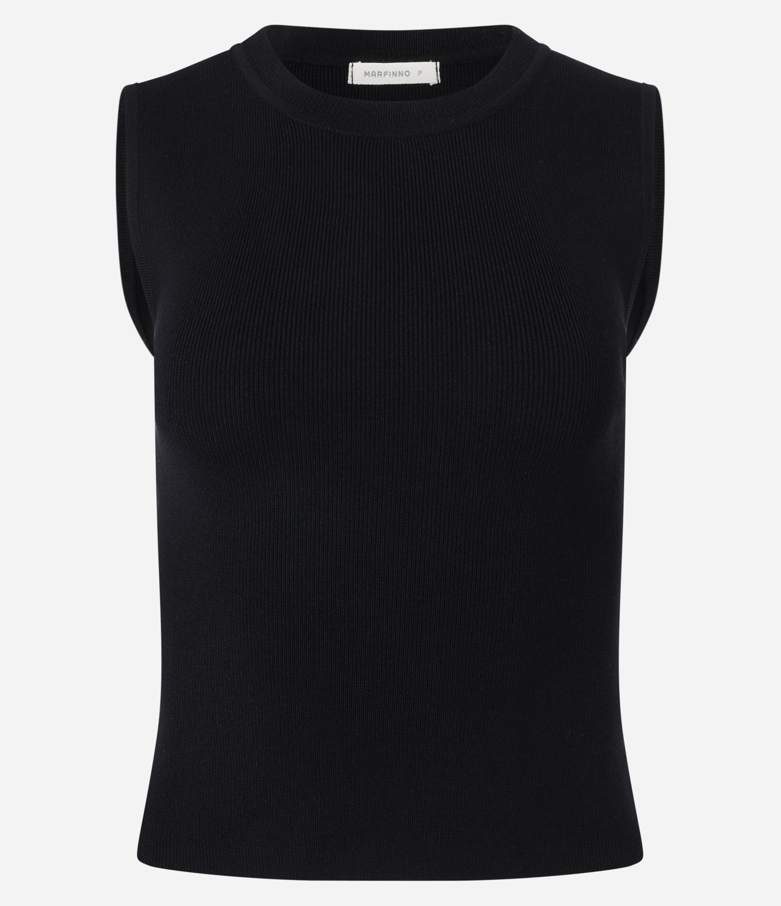 Blusa Sem Manga em Tricô Canelado com Gola Redonda Preto 5