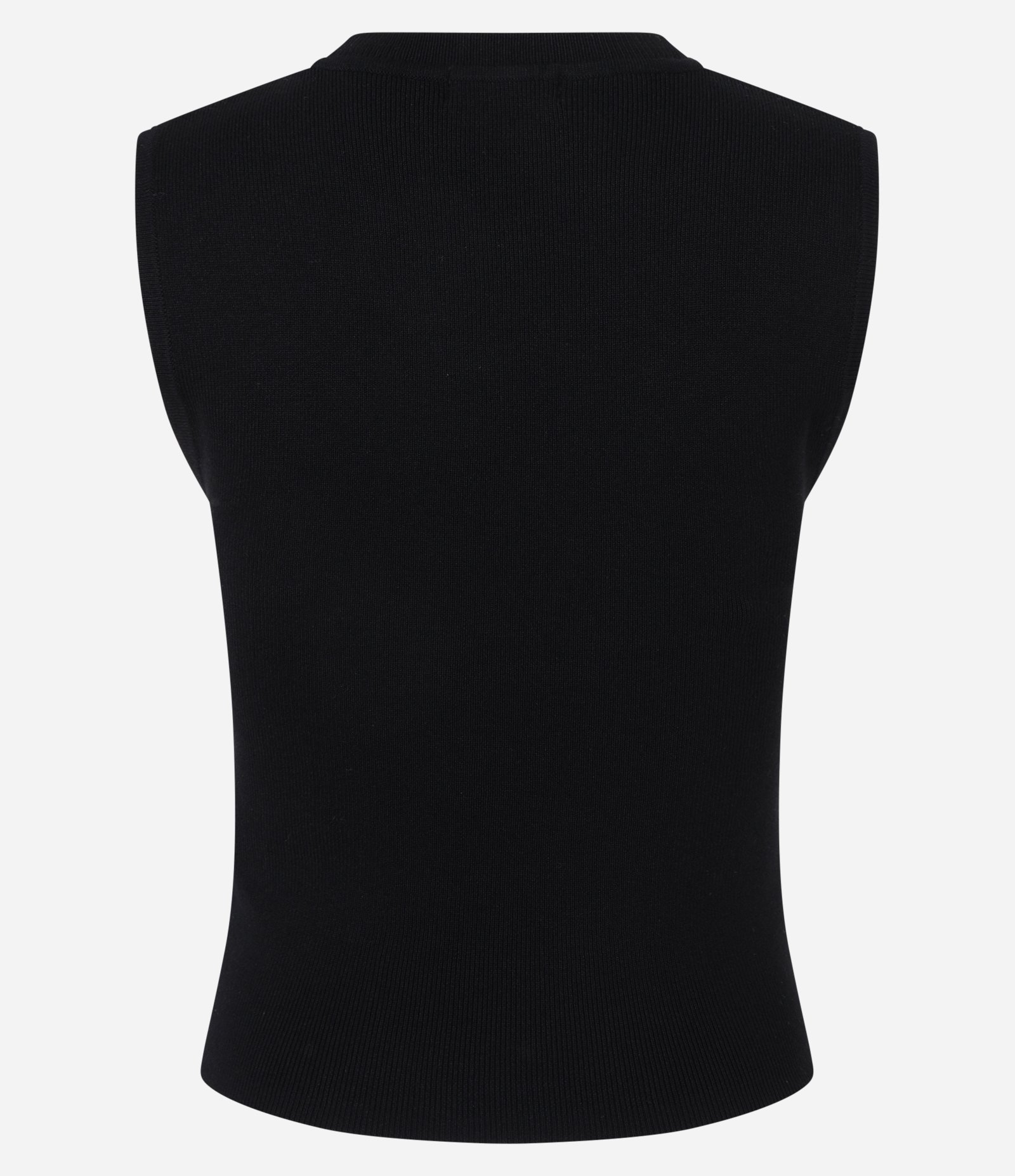 Blusa Sem Manga em Tricô Canelado com Gola Redonda Preto 7