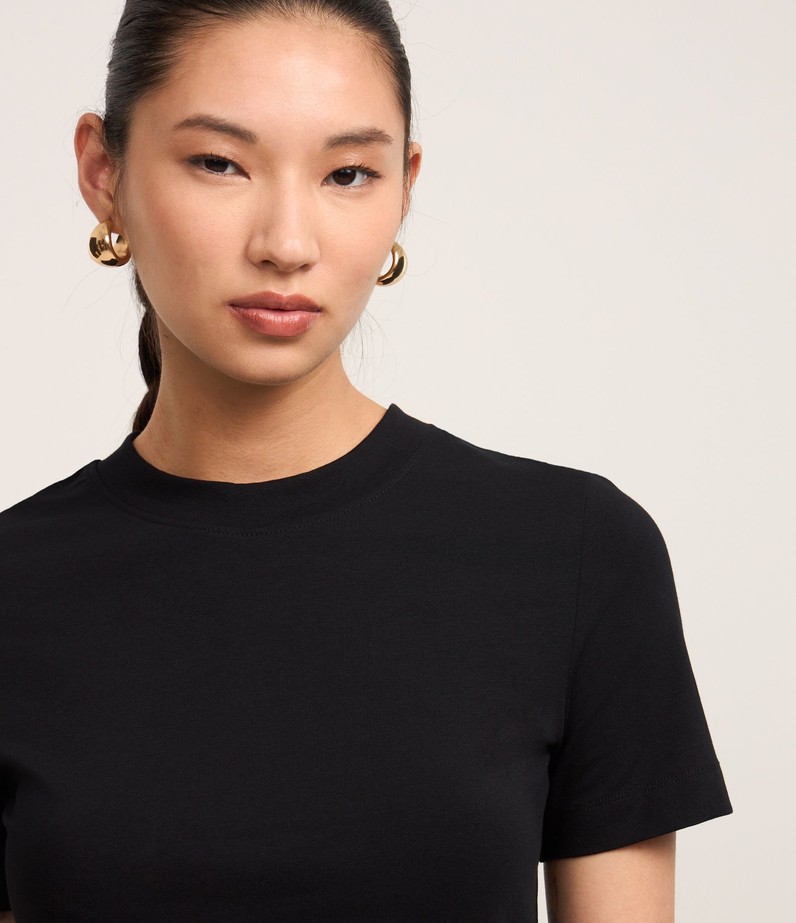 Blusa Básica Justinha em Ribana de Algodão Preto 4