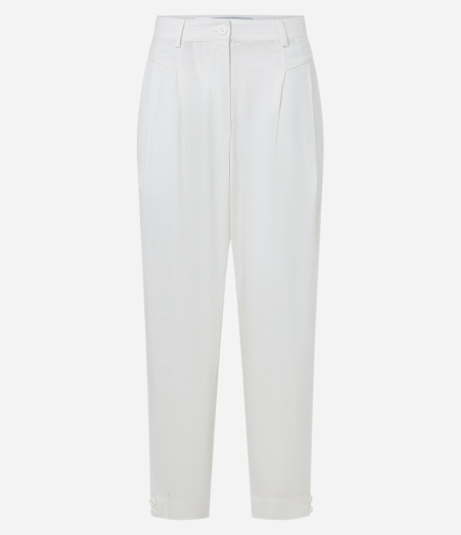 Calça Cenoura em Viscose e Linho com Bolsos Branco 6