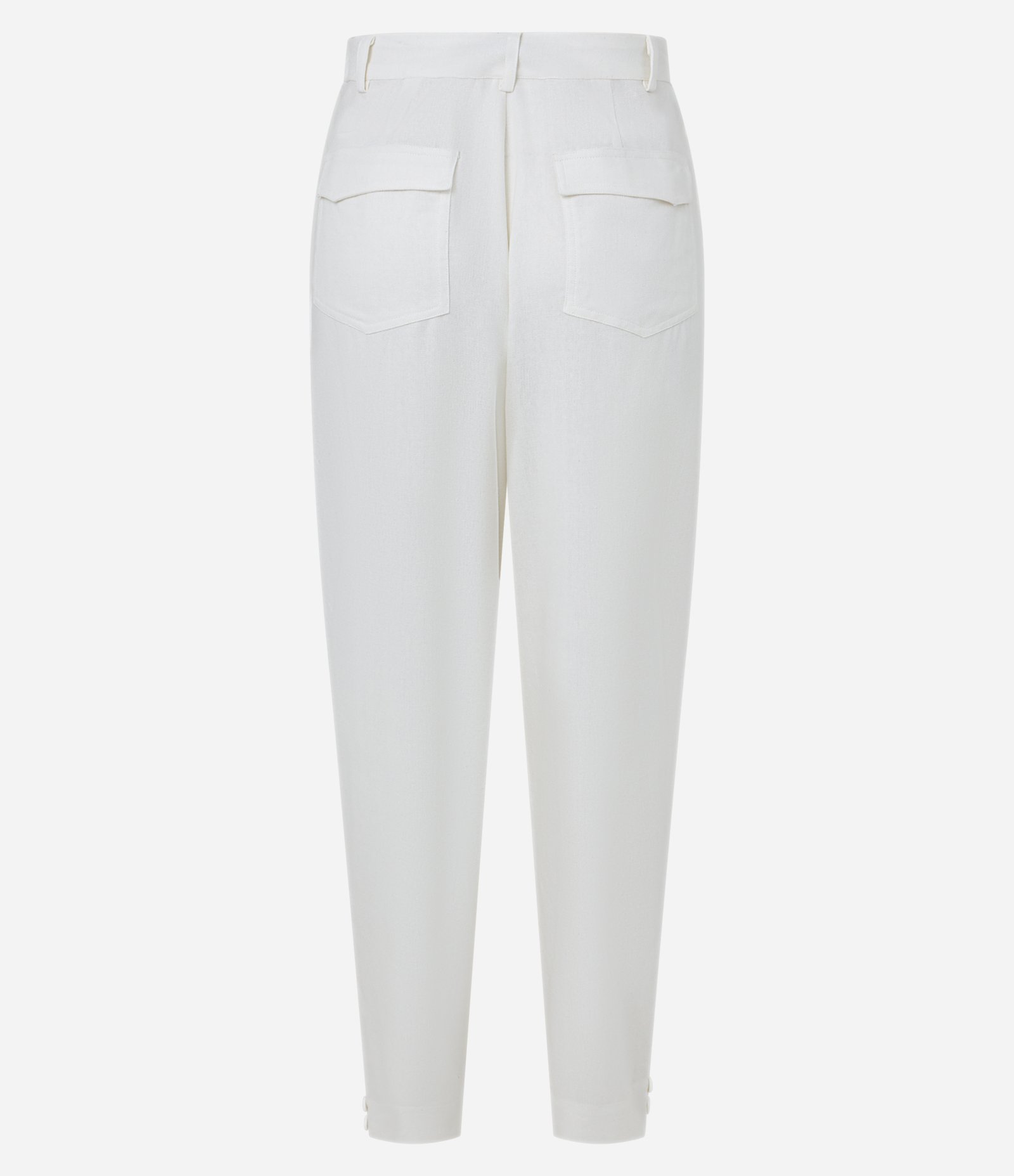Calça Cenoura em Viscose e Linho com Bolsos Branco 7