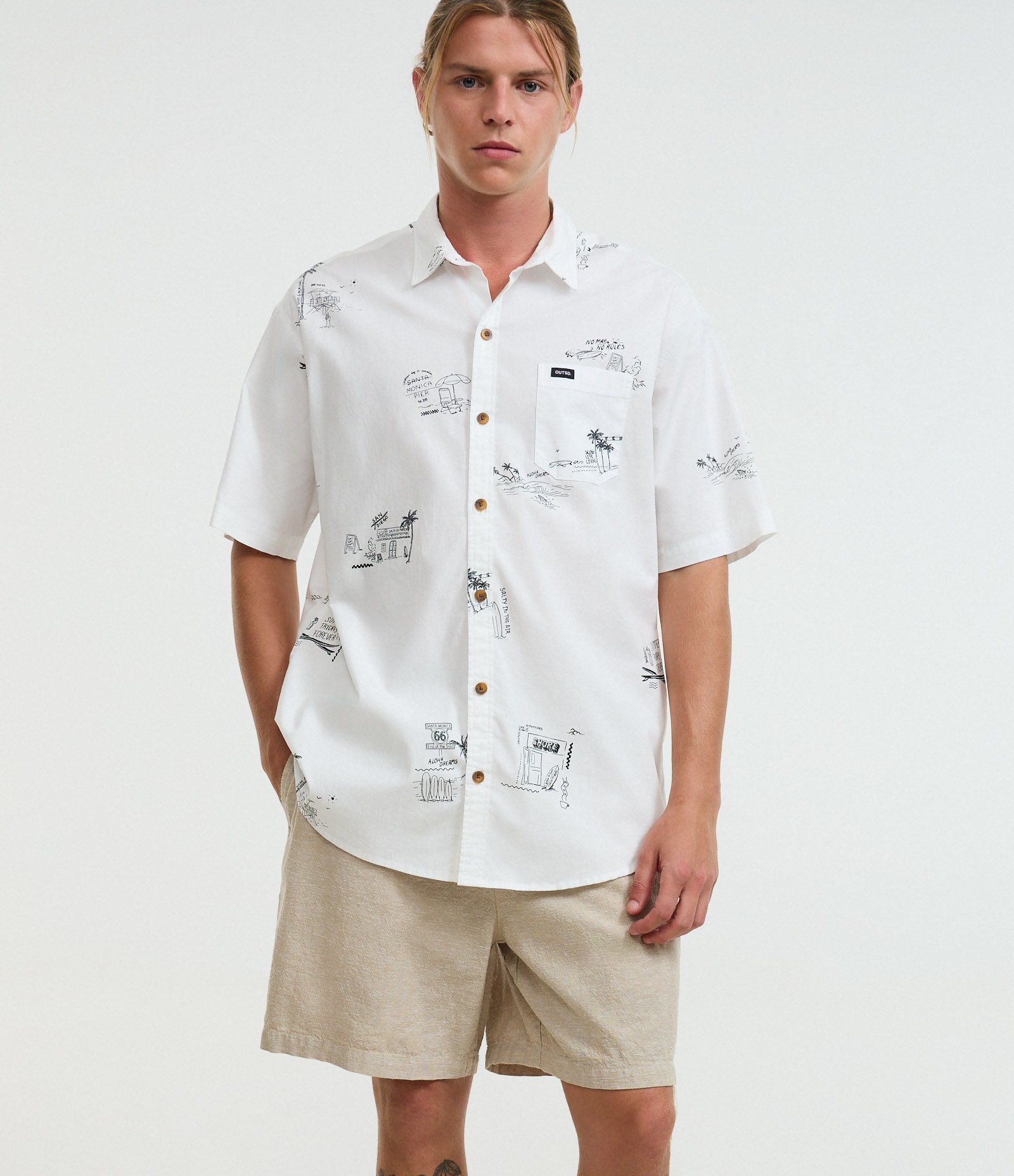 Bermuda em Algodão com Cós Elástico e Textura Bege Claro 4