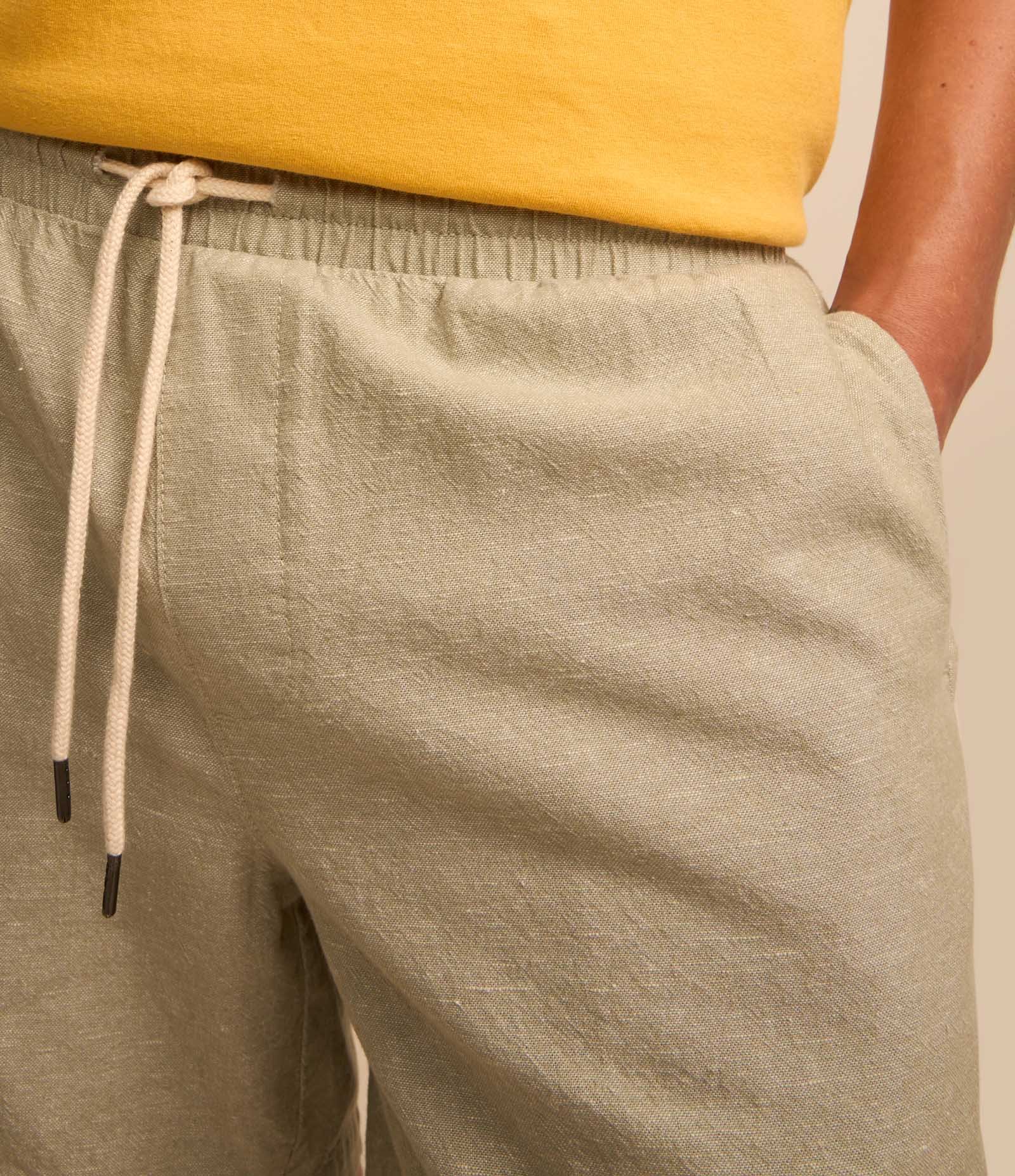 Bermuda em Algodão com Cós Elástico e Textura Bege 4