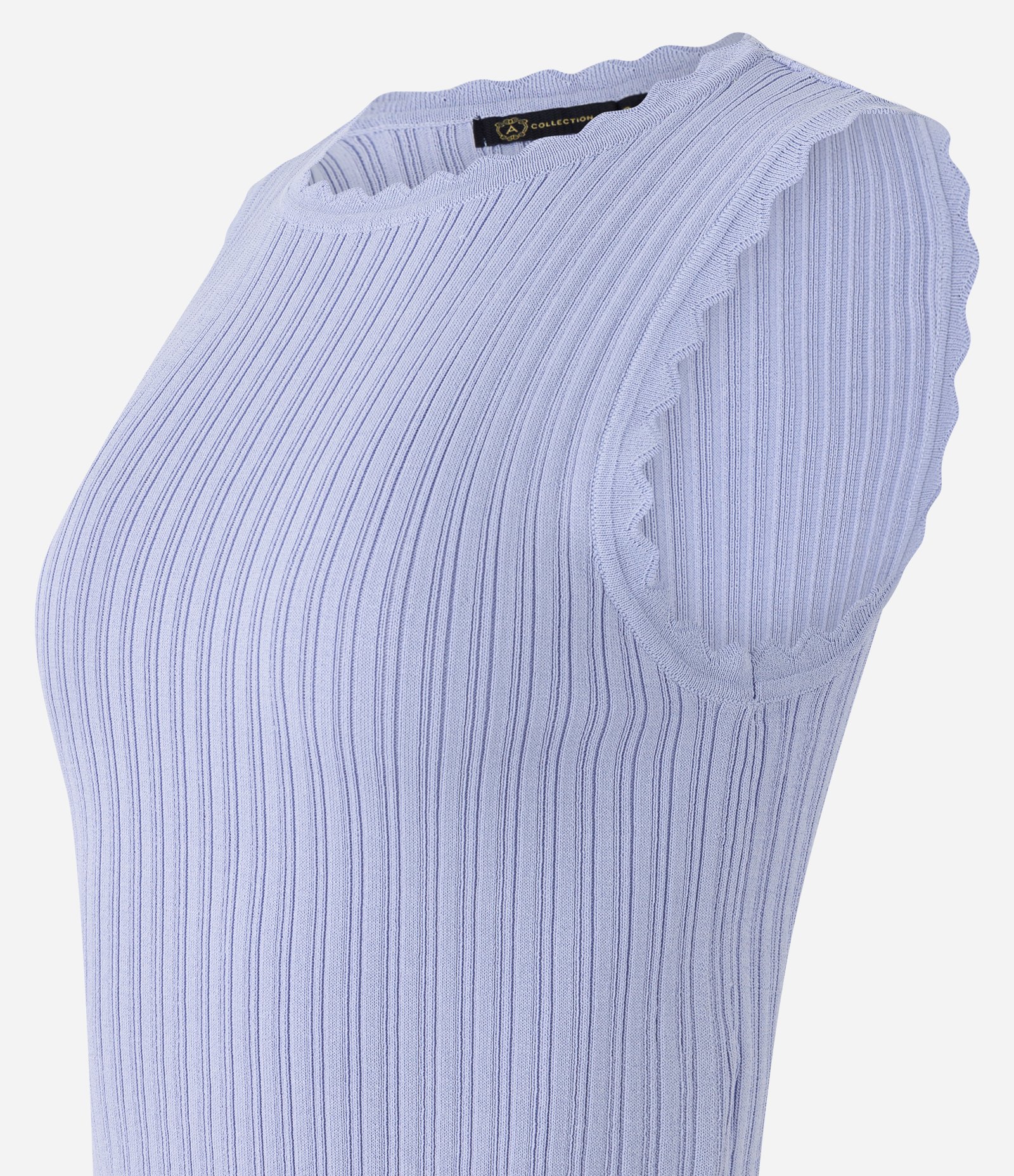 Blusa em Tricô Canelado com Detalhe Ondulados Lilás 6