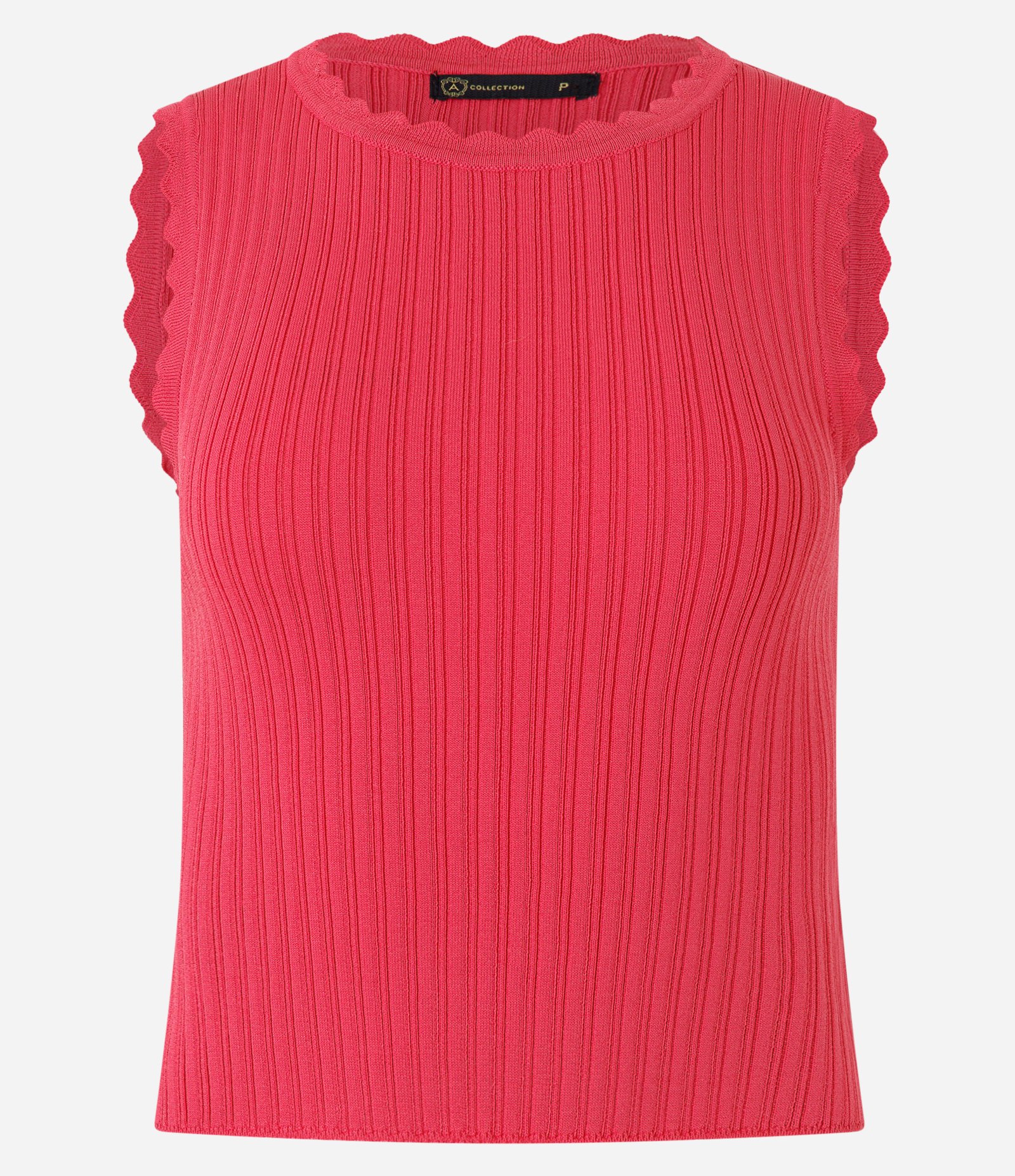 Blusa em Tricô Canelado com Detalhe Ondulados Vermelho Rosado 6
