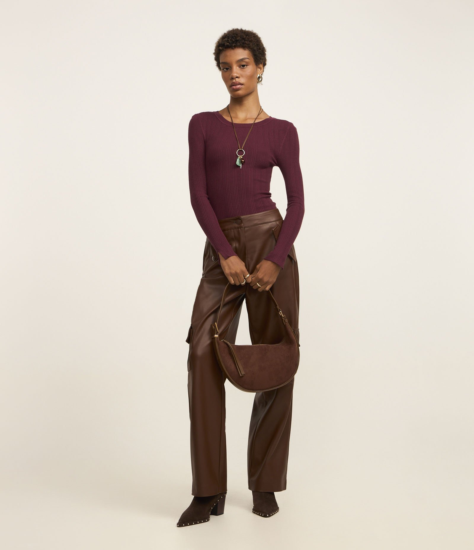 Suéter em Tricô com Textura Canelada Vermelho 2