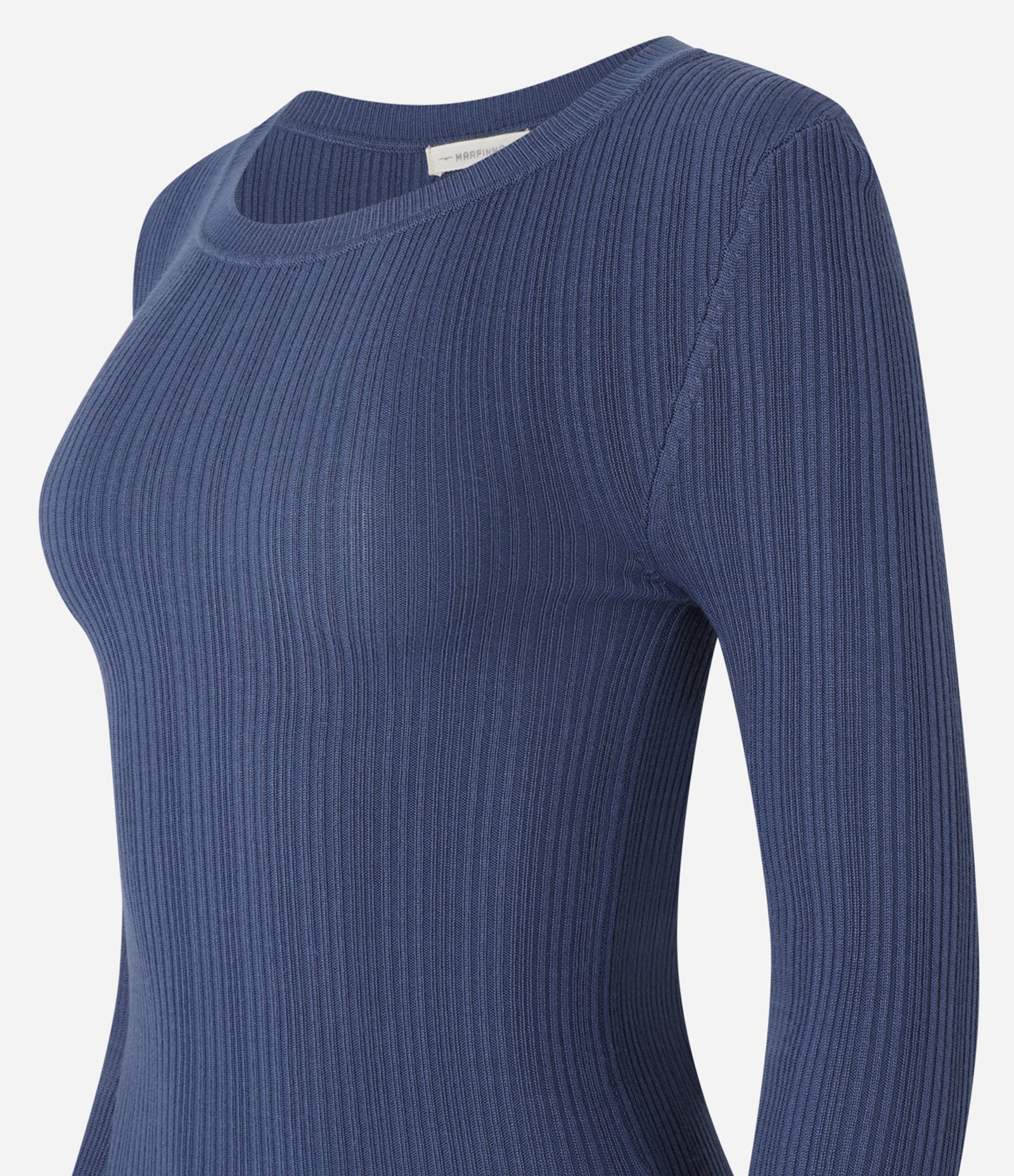 Suéter em Tricô com Textura Canelada Azul 6