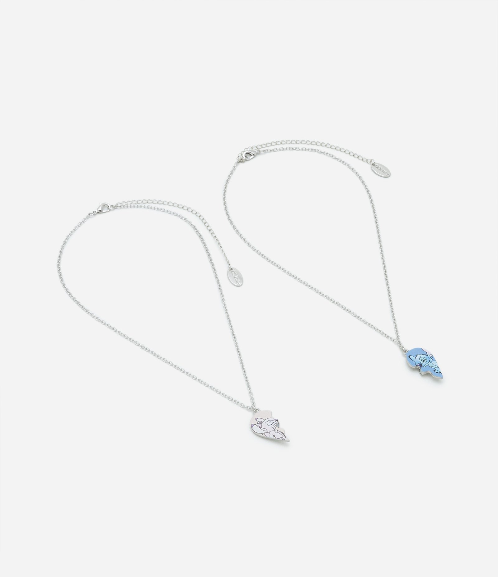 Kit 02 Colares Infantis Bff com Pingente Stitch e Angel Prata/Azul 3