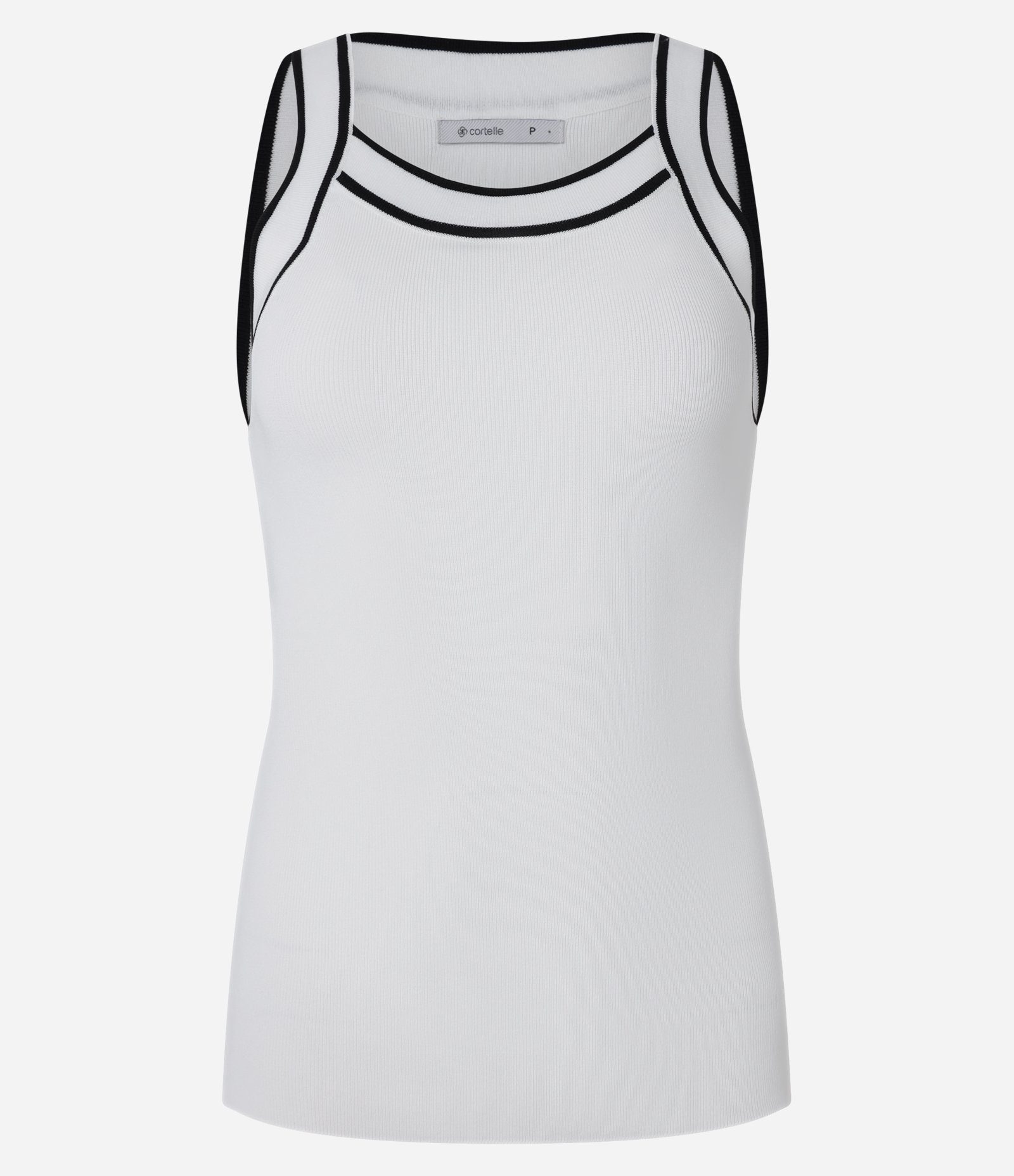 Blusa em Tricô com Detalhes Contrastantes Branco 1