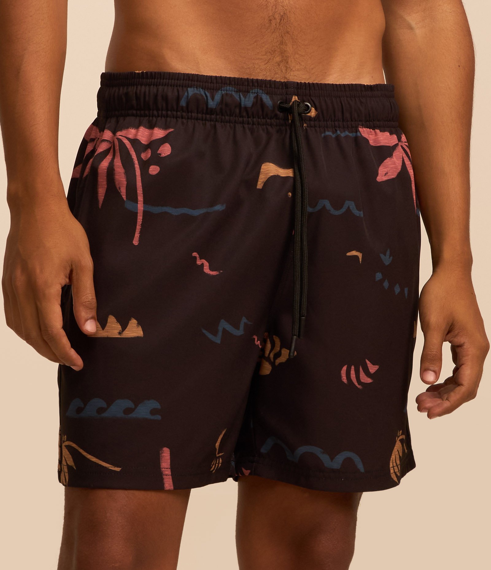 Bermuda em Microfibra com Estampa Praiana Preto 3