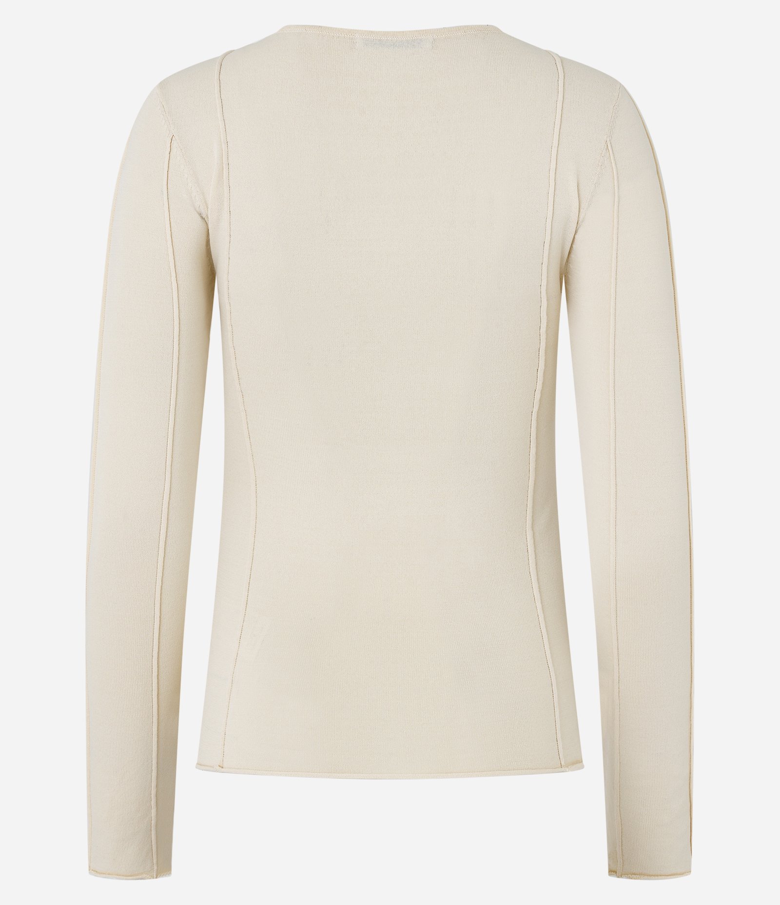 Suéter em Tricô com Gola Redonda e Frisos Frontais Bege Claro 7