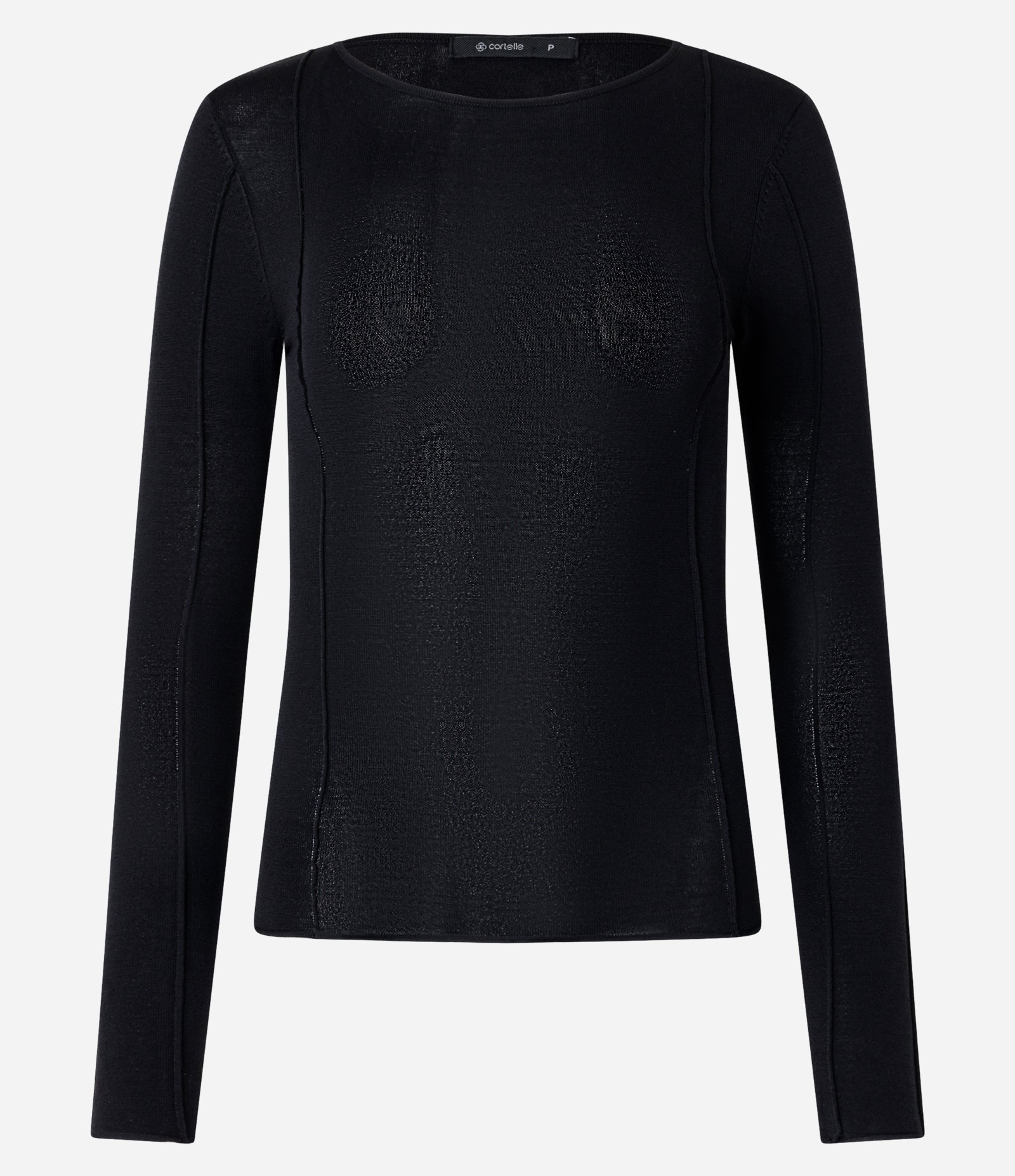 Suéter em Tricô com Gola Redonda e Frisos Frontais Preto 5