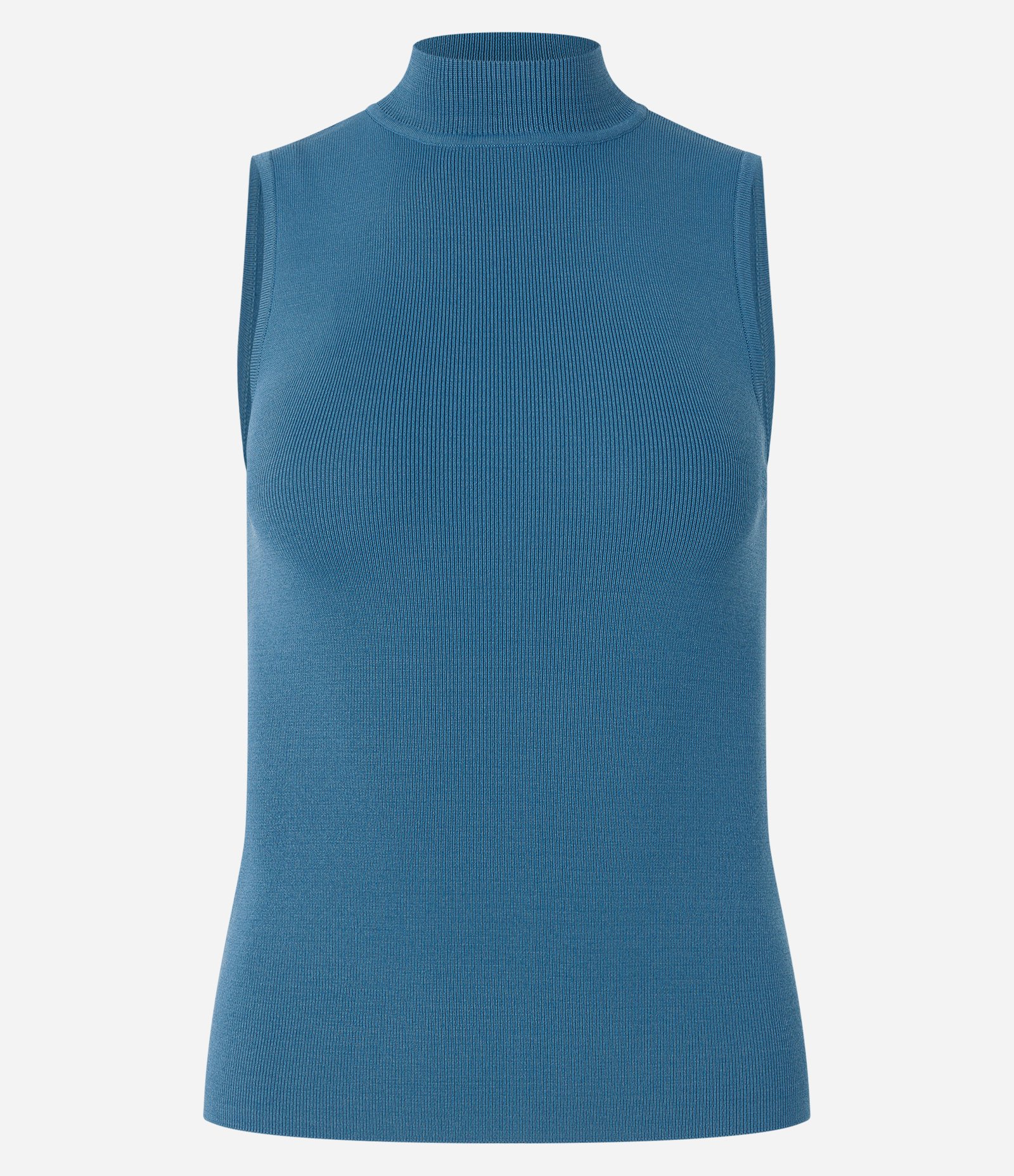 Blusa em Tricô com Golinha e Textura Canelada Azul 5