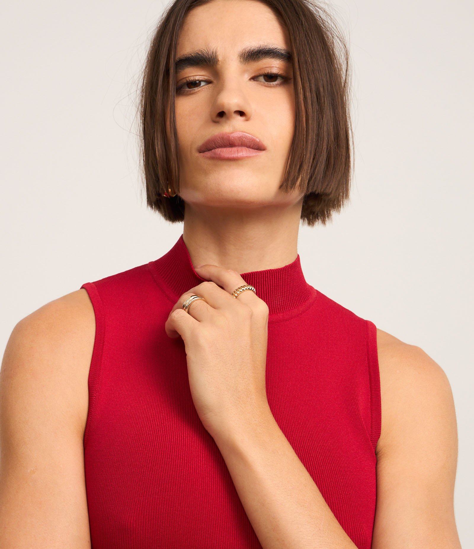 Blusa em Tricô com Golinha e Textura Canelada Vermelho 3