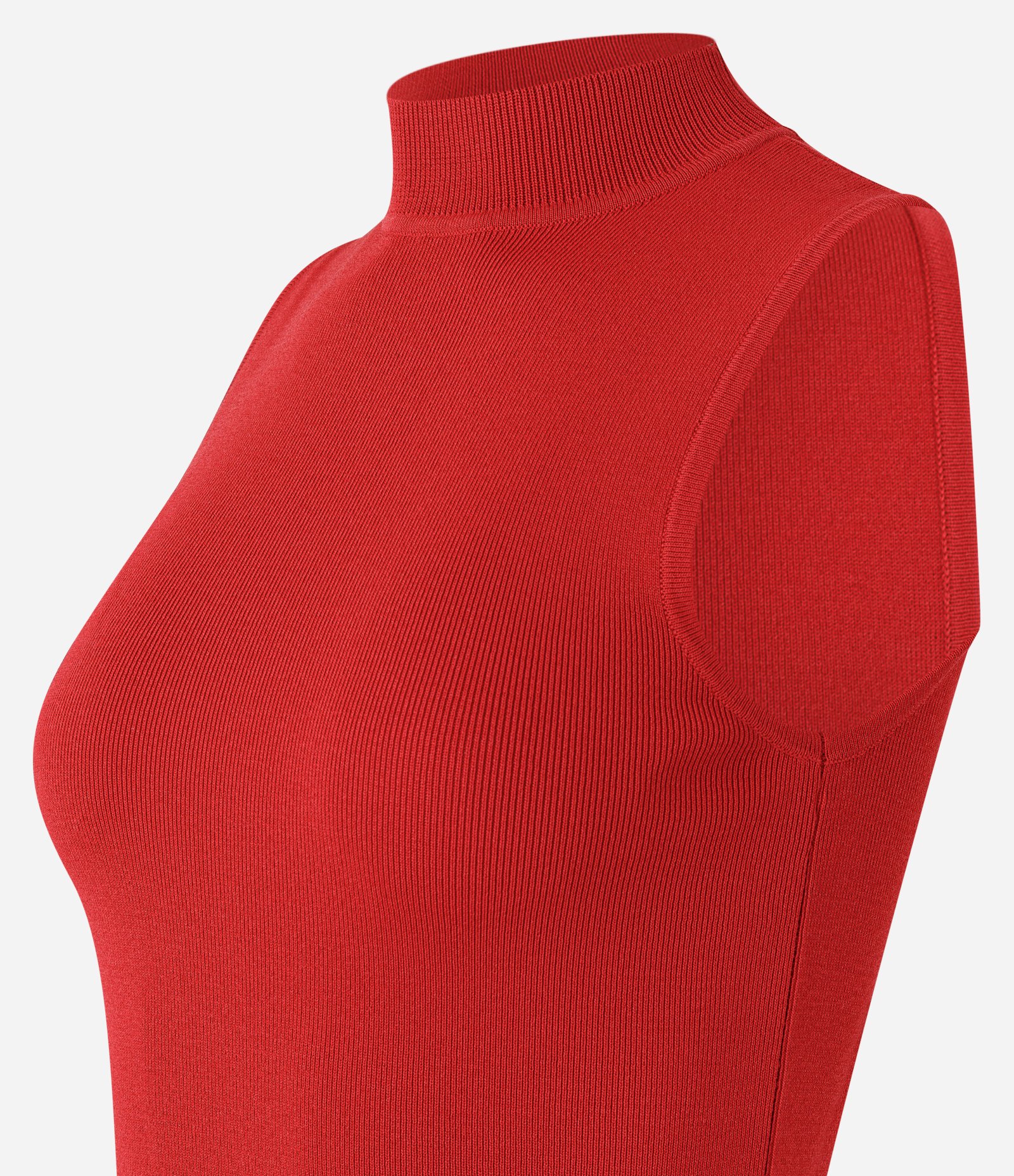 Blusa em Tricô com Golinha e Textura Canelada Vermelho 6