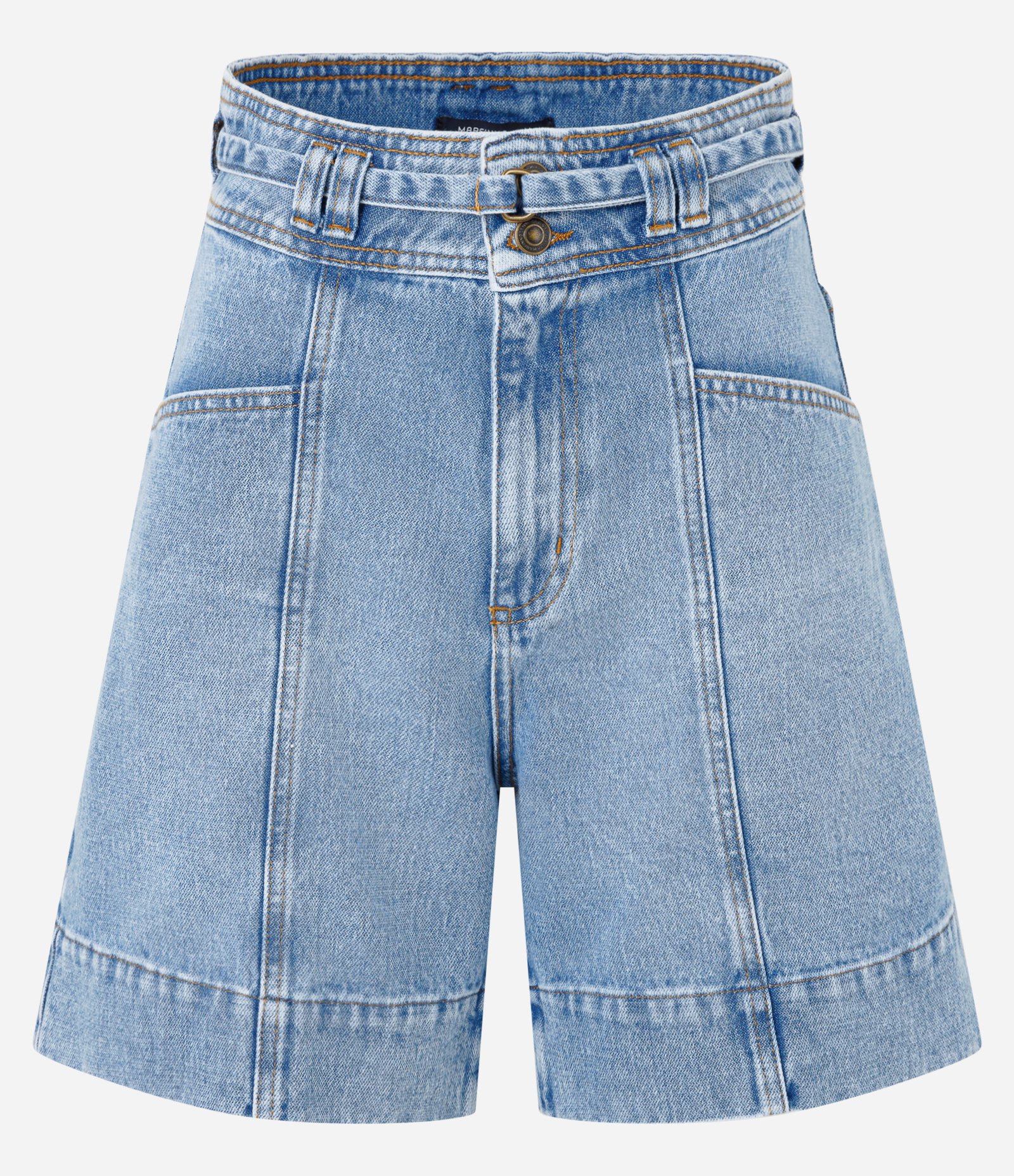 Short Regular Cintura Alta em Jeans com Cinto de Tecido Azul Médio 5