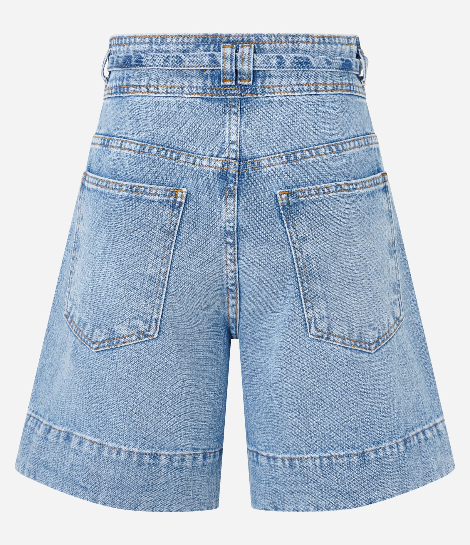 Short Regular Cintura Alta em Jeans com Cinto de Tecido Azul Médio 6