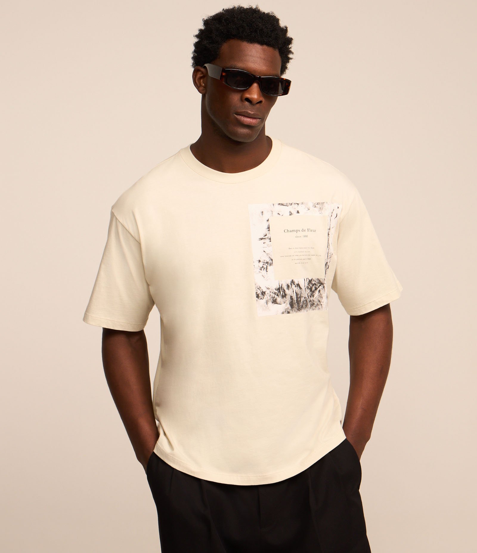 Camiseta em Algodão com Textura e Estampa Photo Branco 1