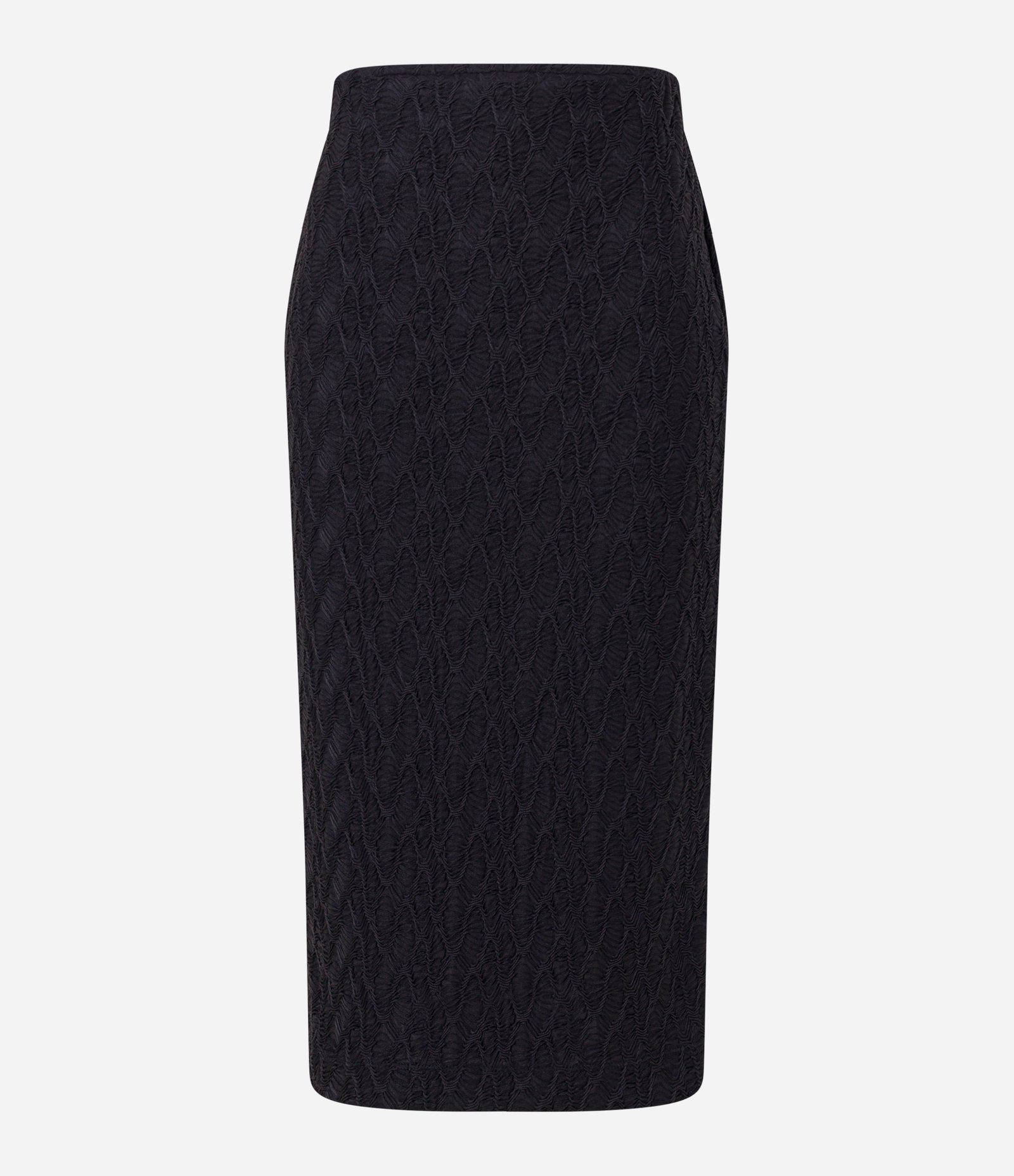 Saia Reta com Cós Elástico e Texturas Preto 5