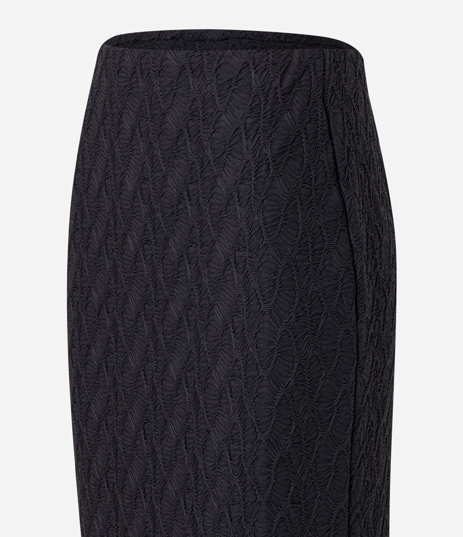 Saia Reta com Cós Elástico e Texturas Preto 6