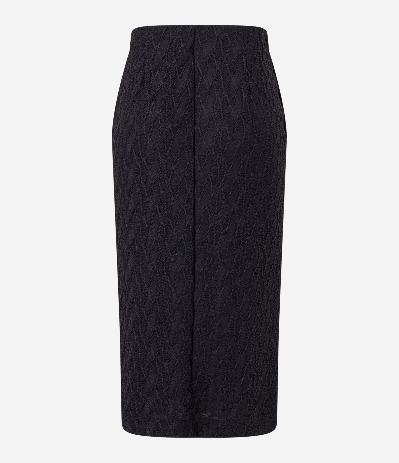 Saia Reta com Cós Elástico e Texturas Preto 7