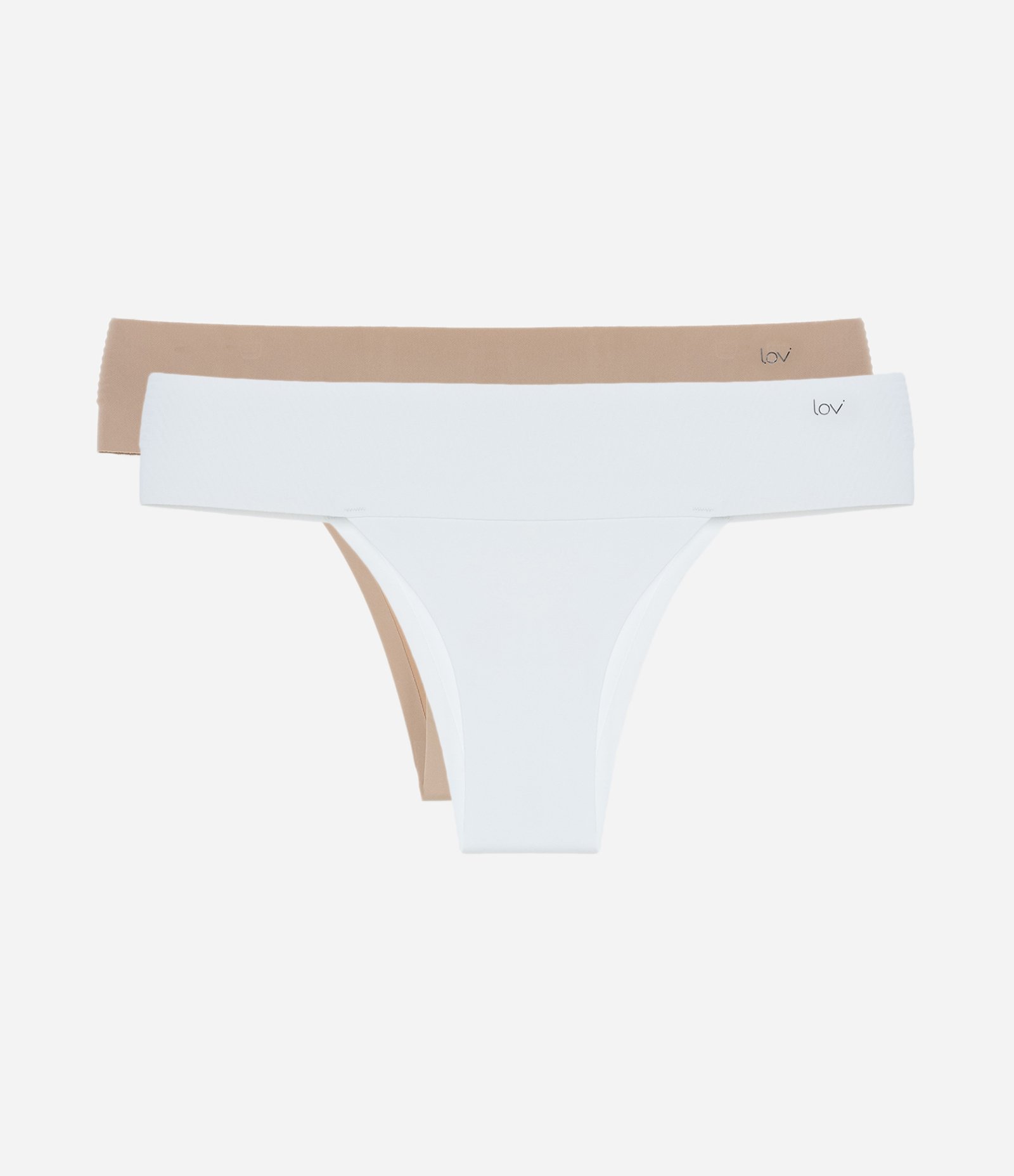 Kit 02 Calcinhas Biquíni em Microfibra Bege/Branco 1