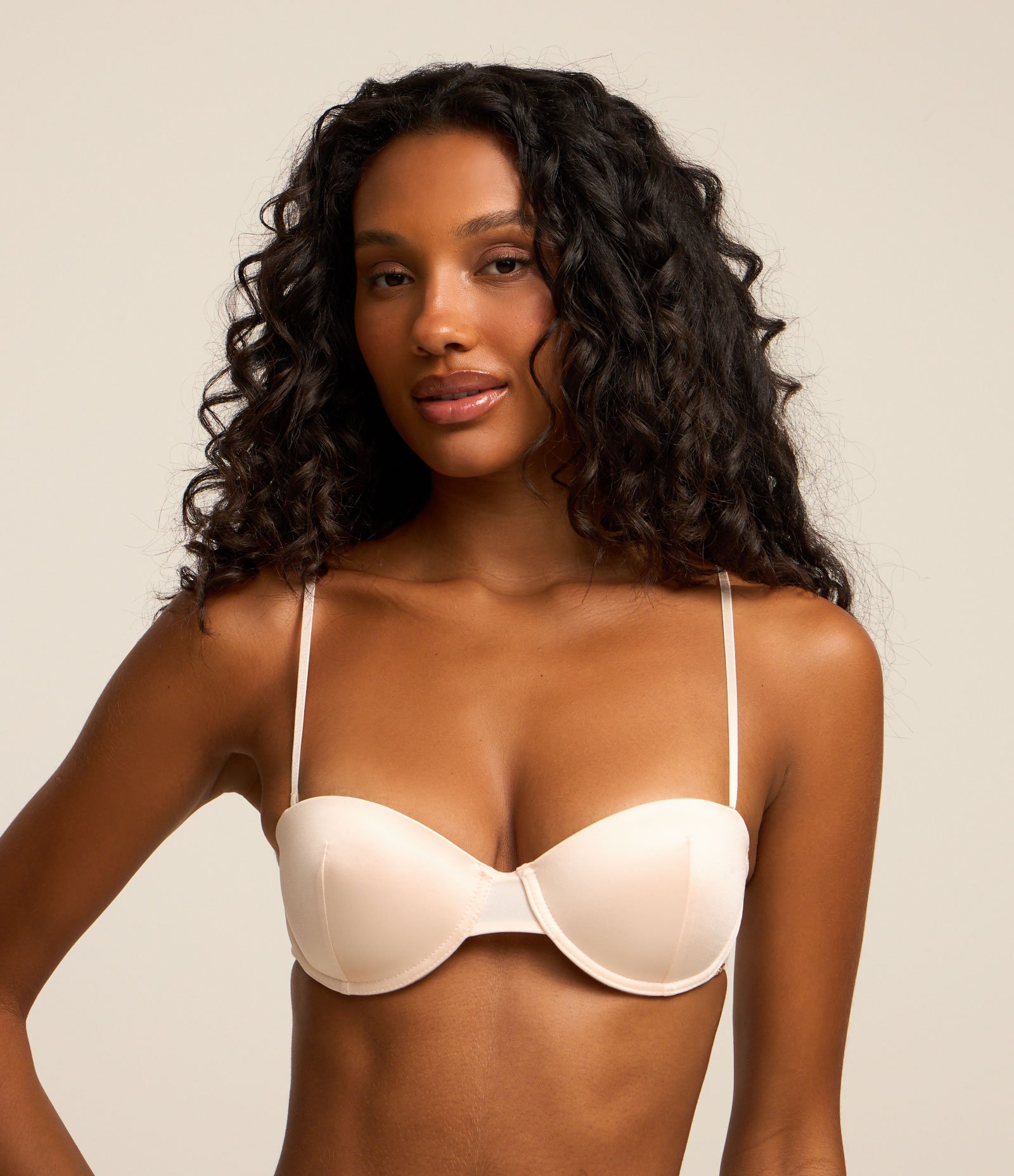 Sutiã Tomara Que Caia em Microfibra com Bojo Bege 1