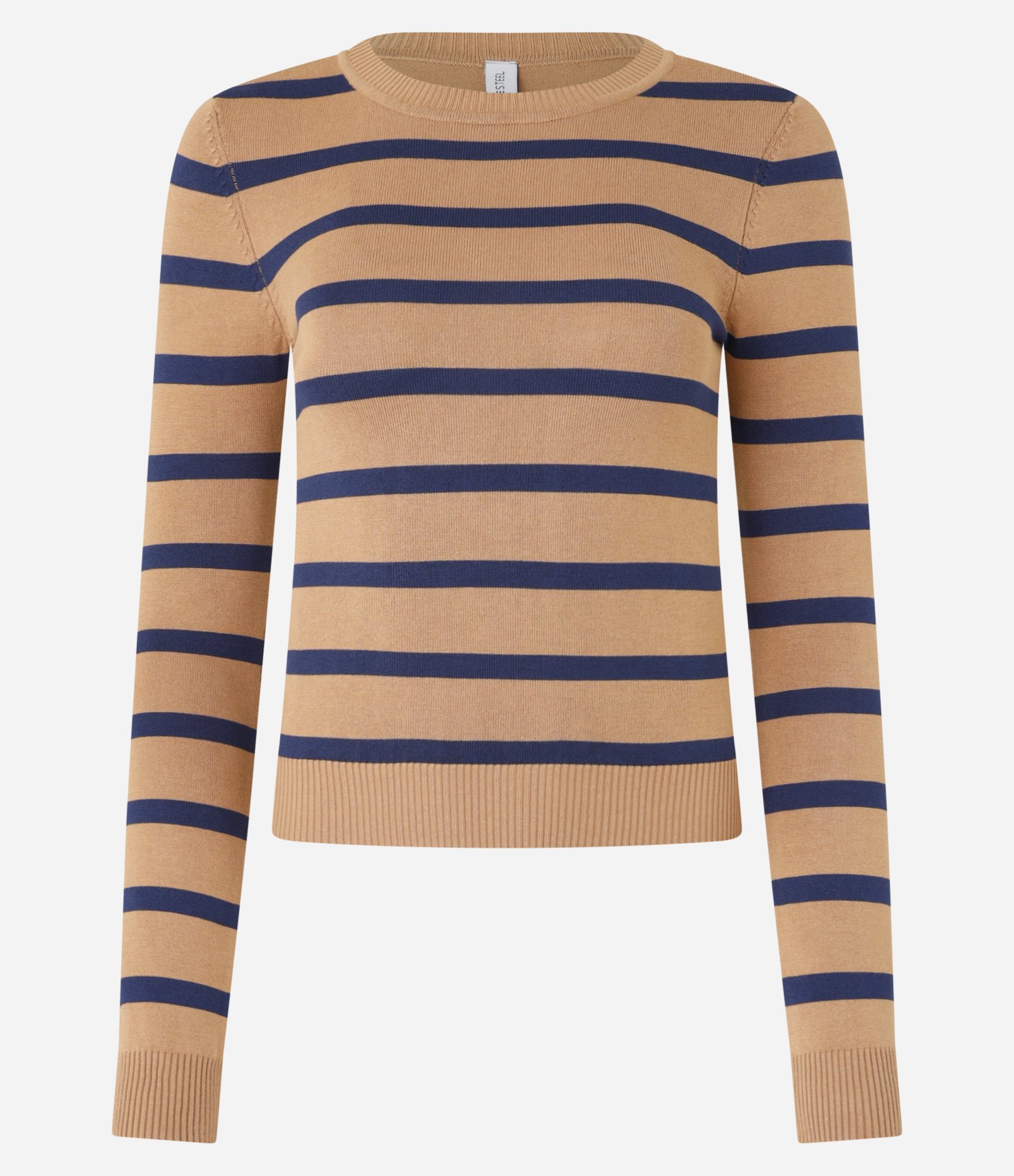 Blusa em Viscose Listrado com Punhos e Barra Canelada Bege 3