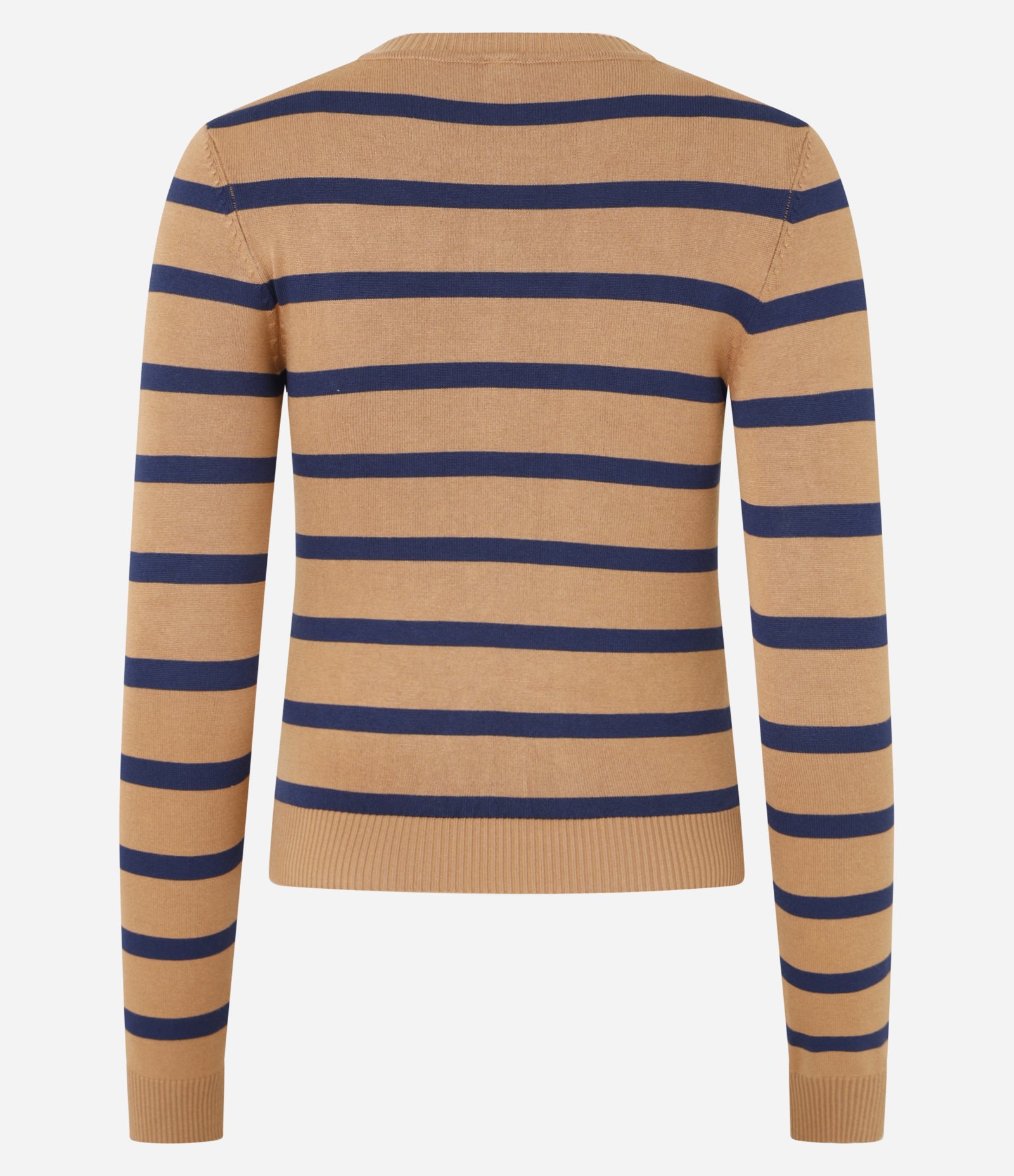 Blusa em Viscose Listrado com Punhos e Barra Canelada Bege 5