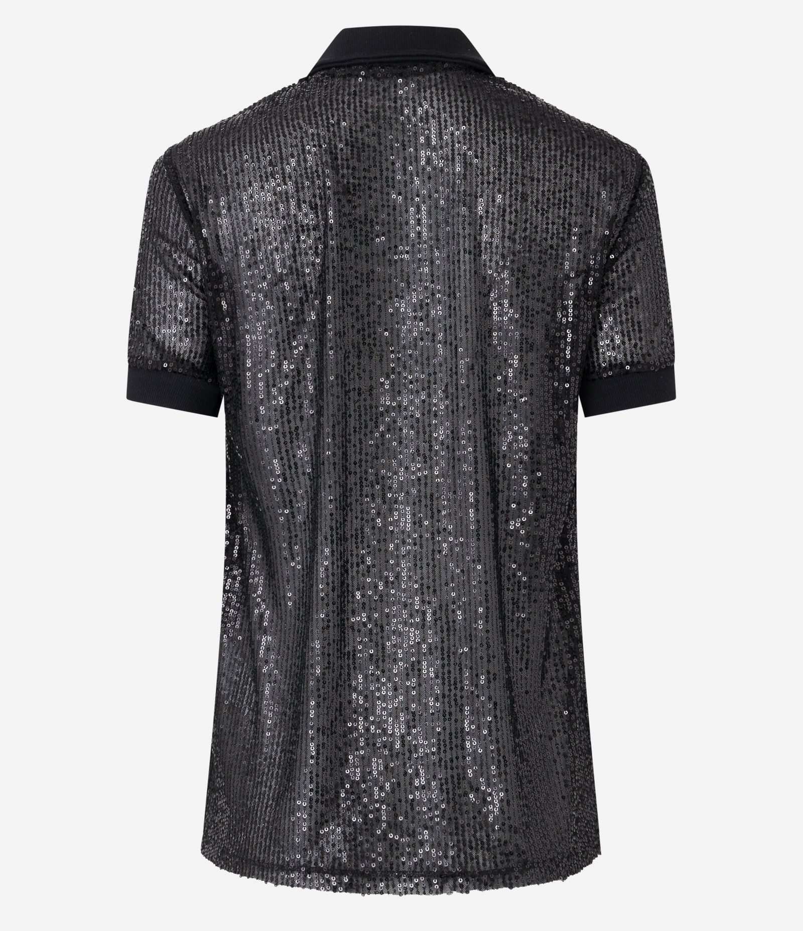 Blusa Gola Polo em Malha de Paetês Preto 7